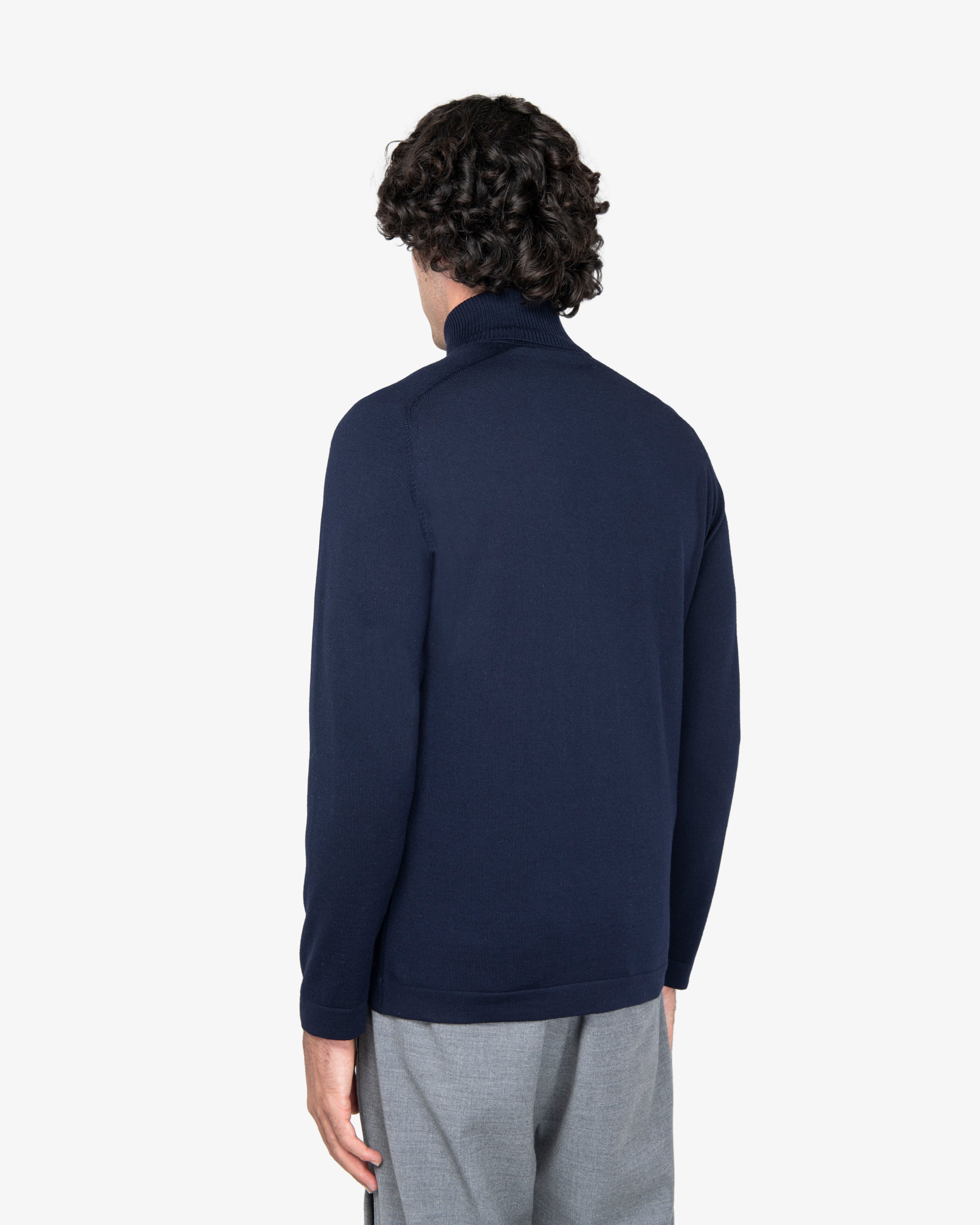 Maglia dolcevita in lana blu