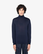 Blue Wool Turtleneck Sweater
