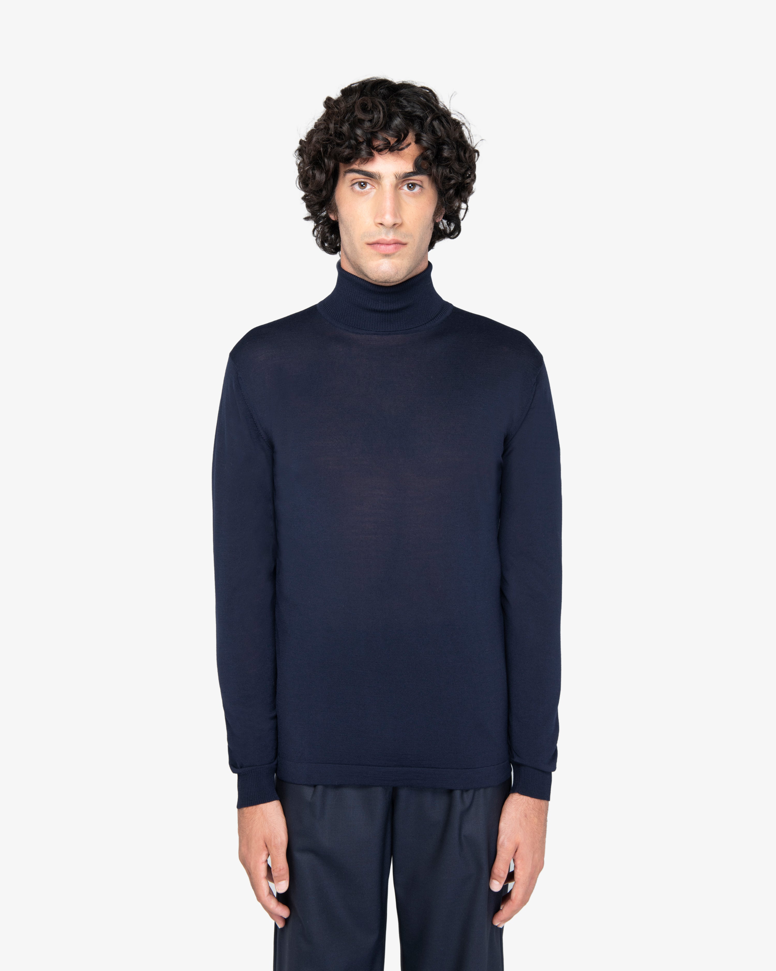 Maglia dolcevita in lana blu