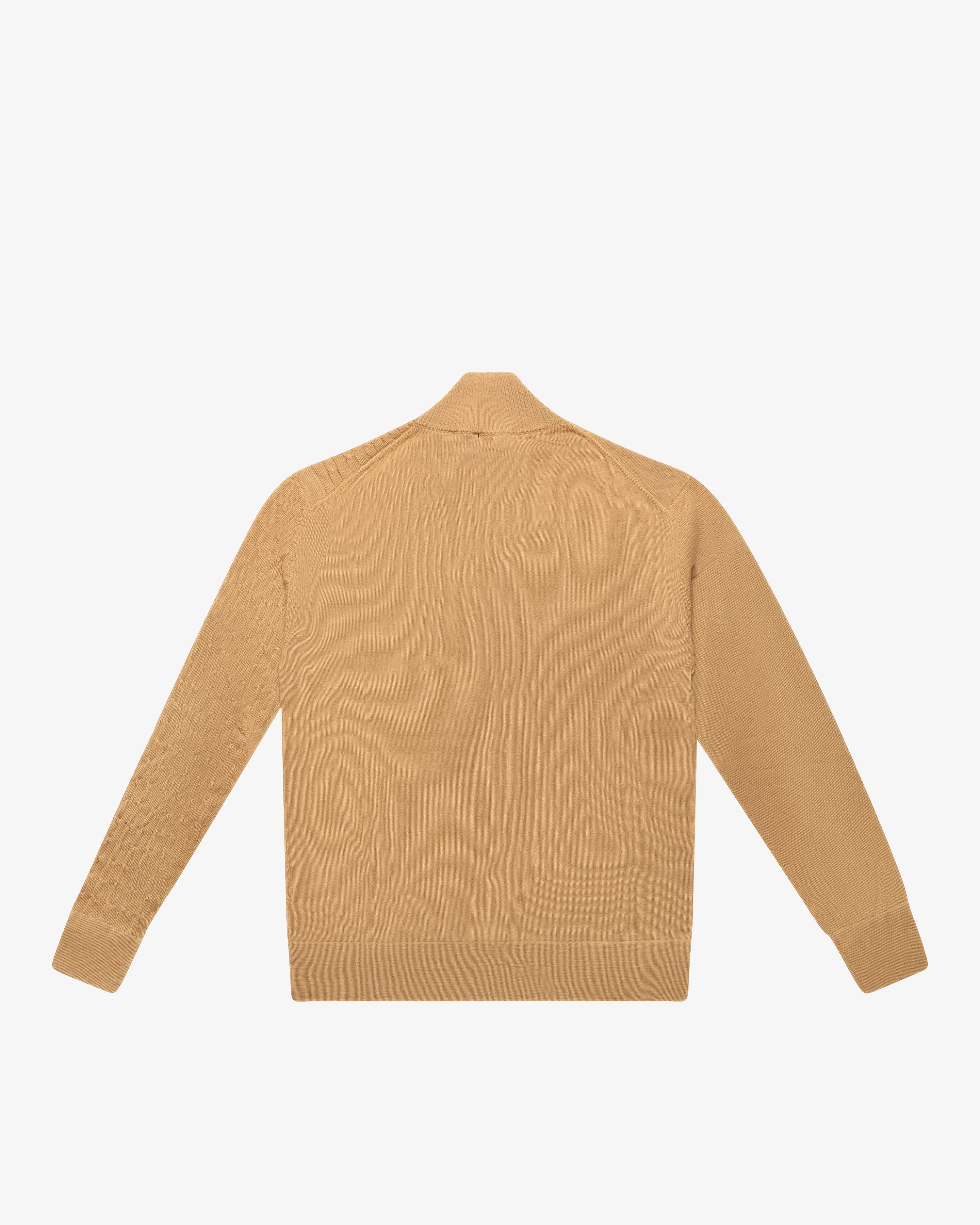 Maglia full-zip con tasca applicata cammello