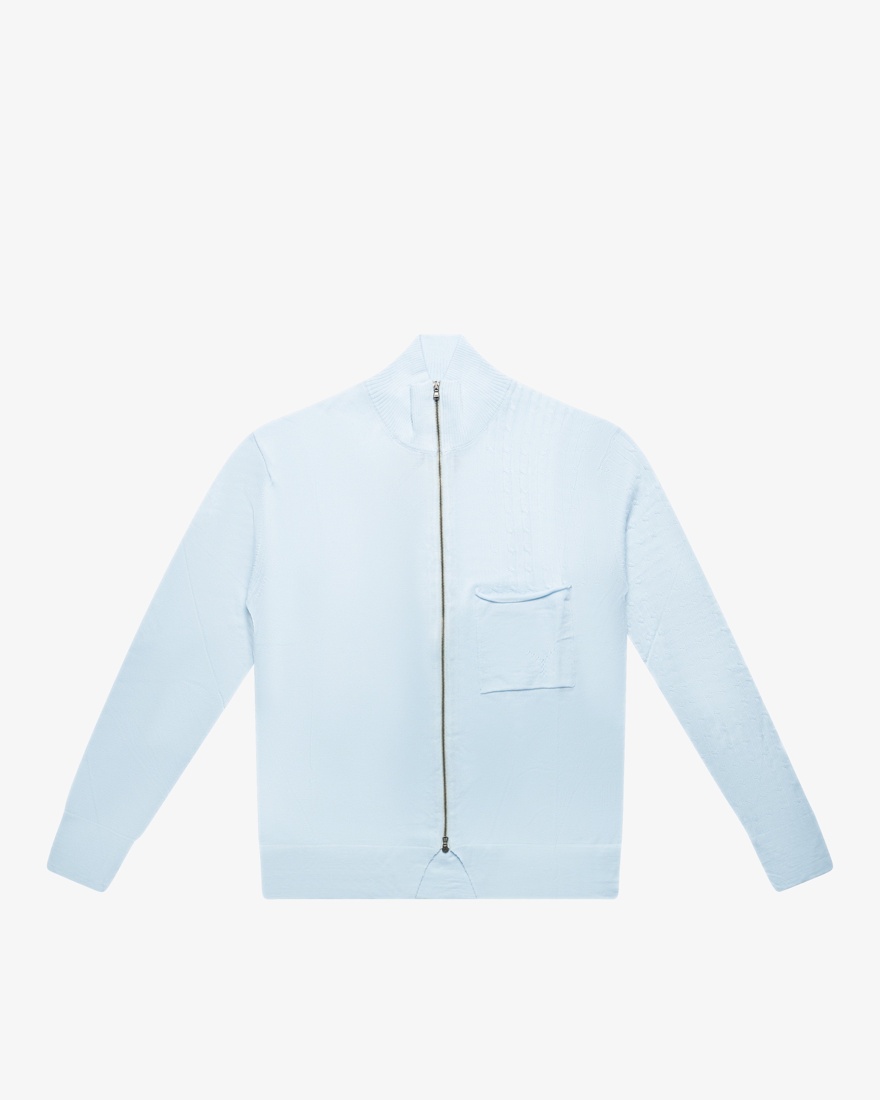 Maglia full-zip con tasca applicata celeste