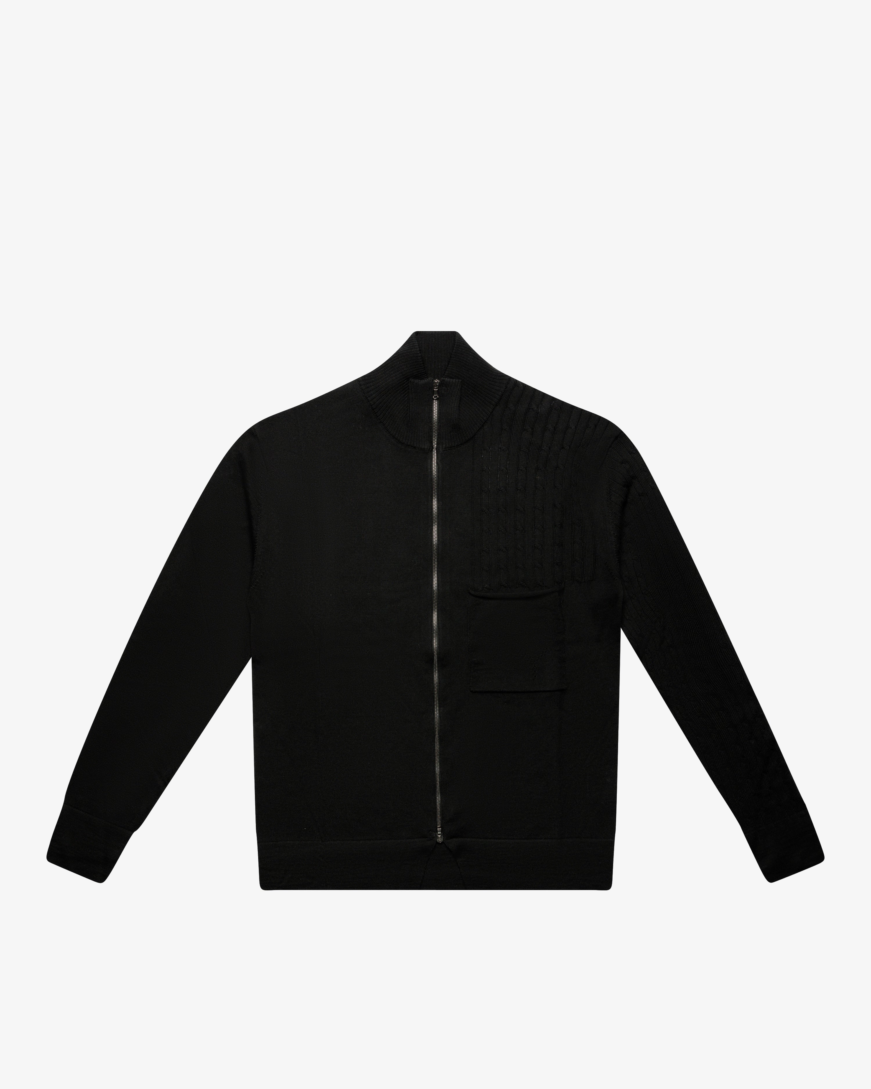Maglia full-zip con tasca applicata nero
