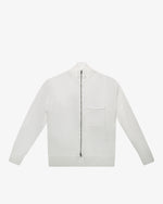 Maglia full-zip con tasca applicata panna