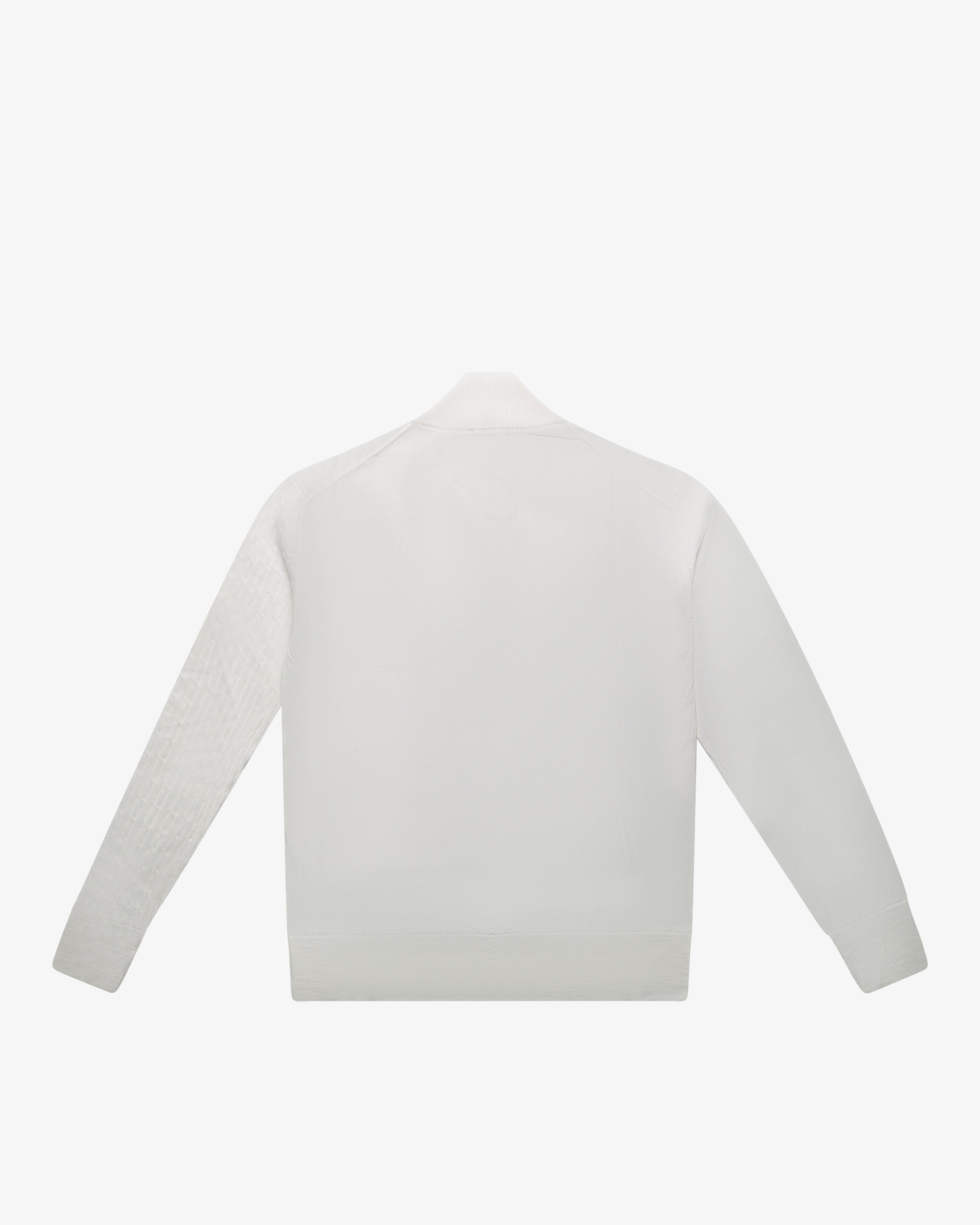 Maglia full-zip con tasca applicata panna