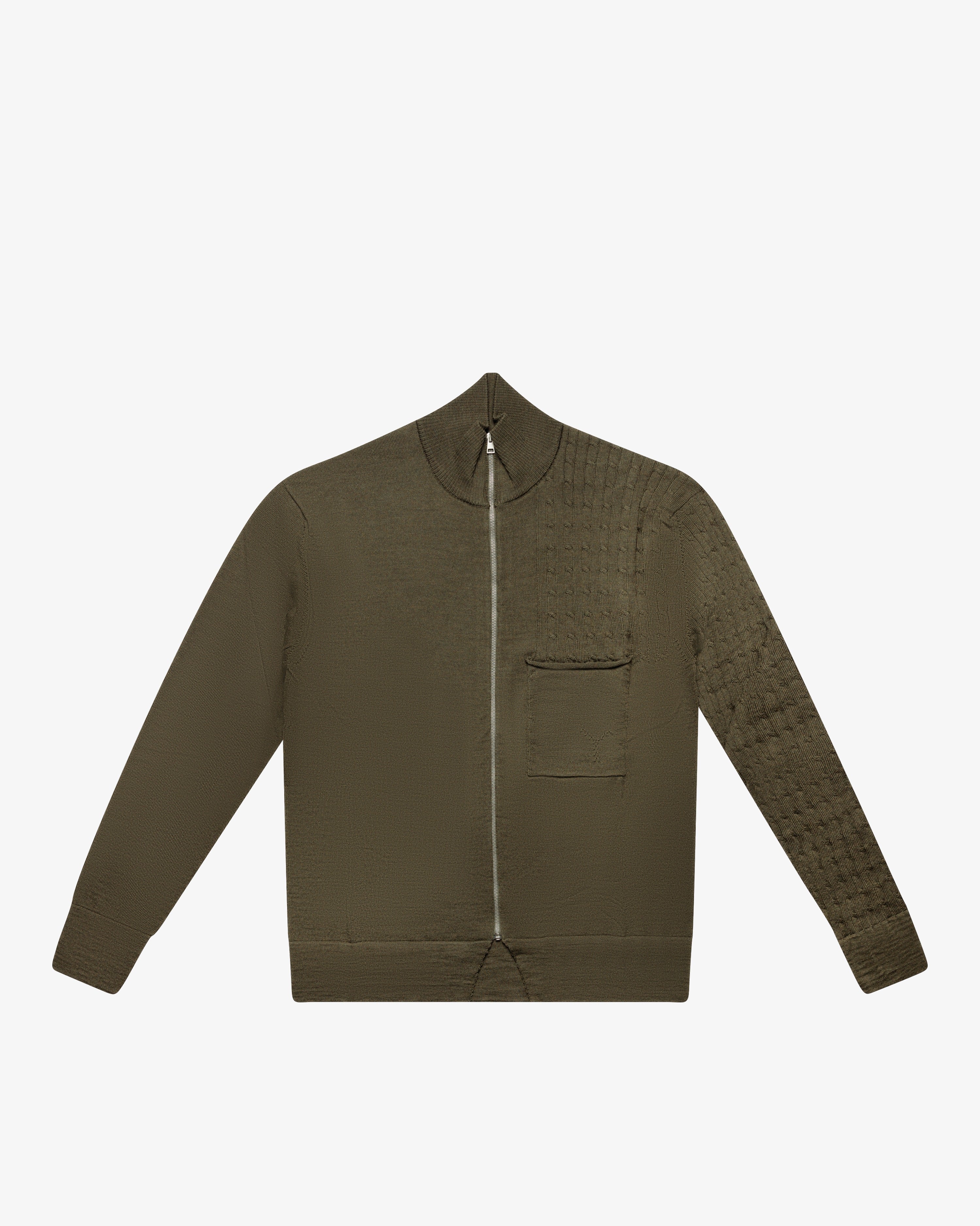 Maglia full-zip con tasca applicata verde militare