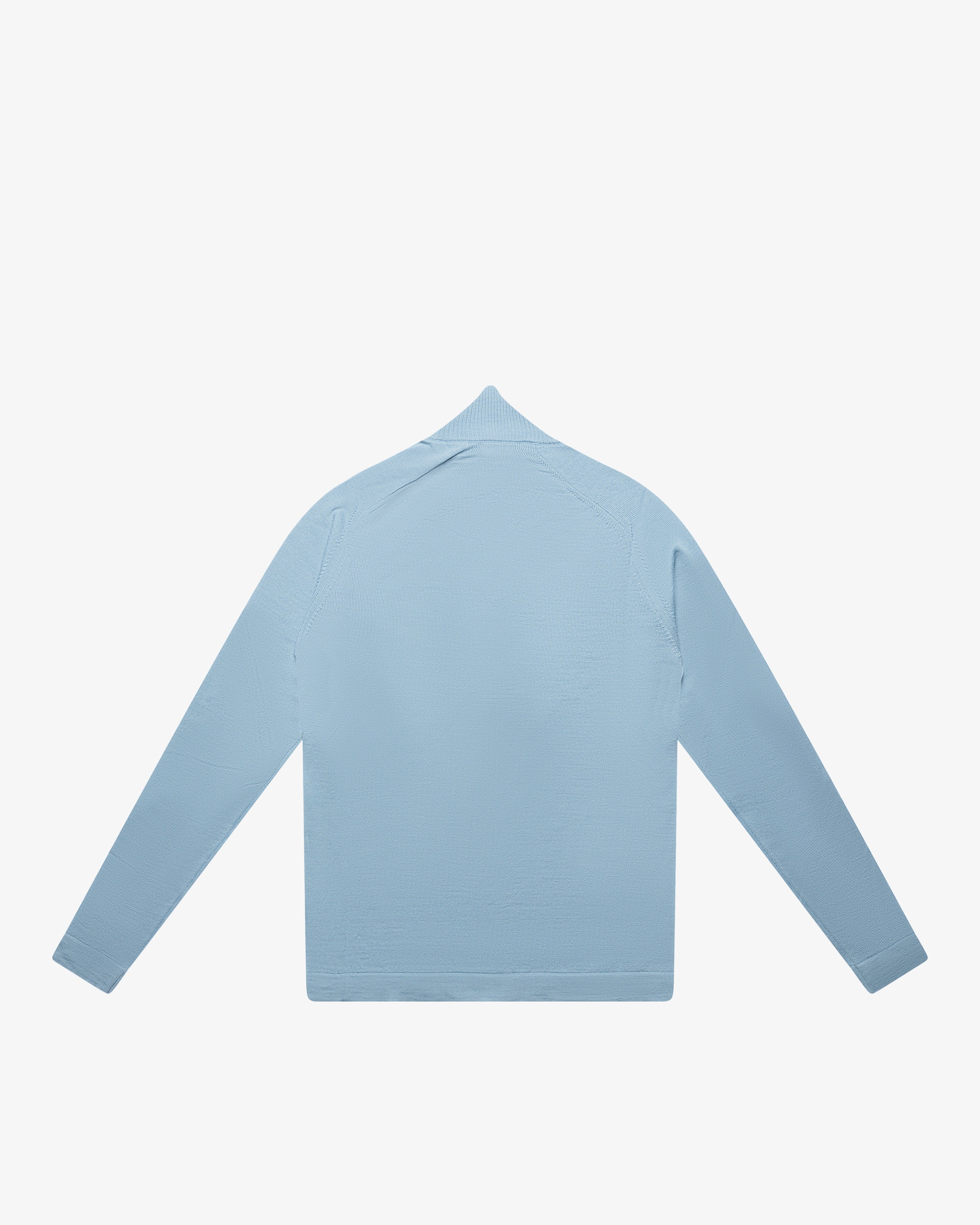 Maglia full-zip in lana azzurro slim