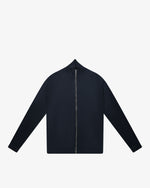 Blue Wool Full-Zip Sweater