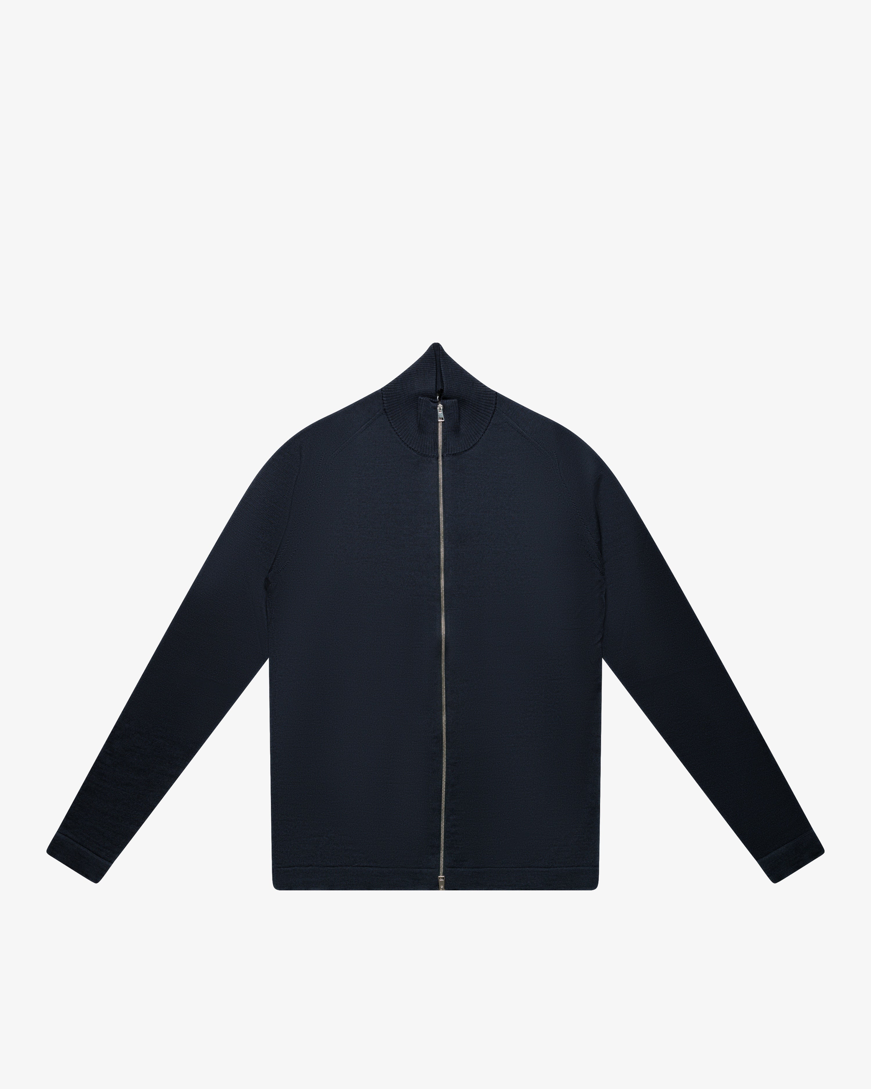 Blue Wool Full-Zip Sweater
