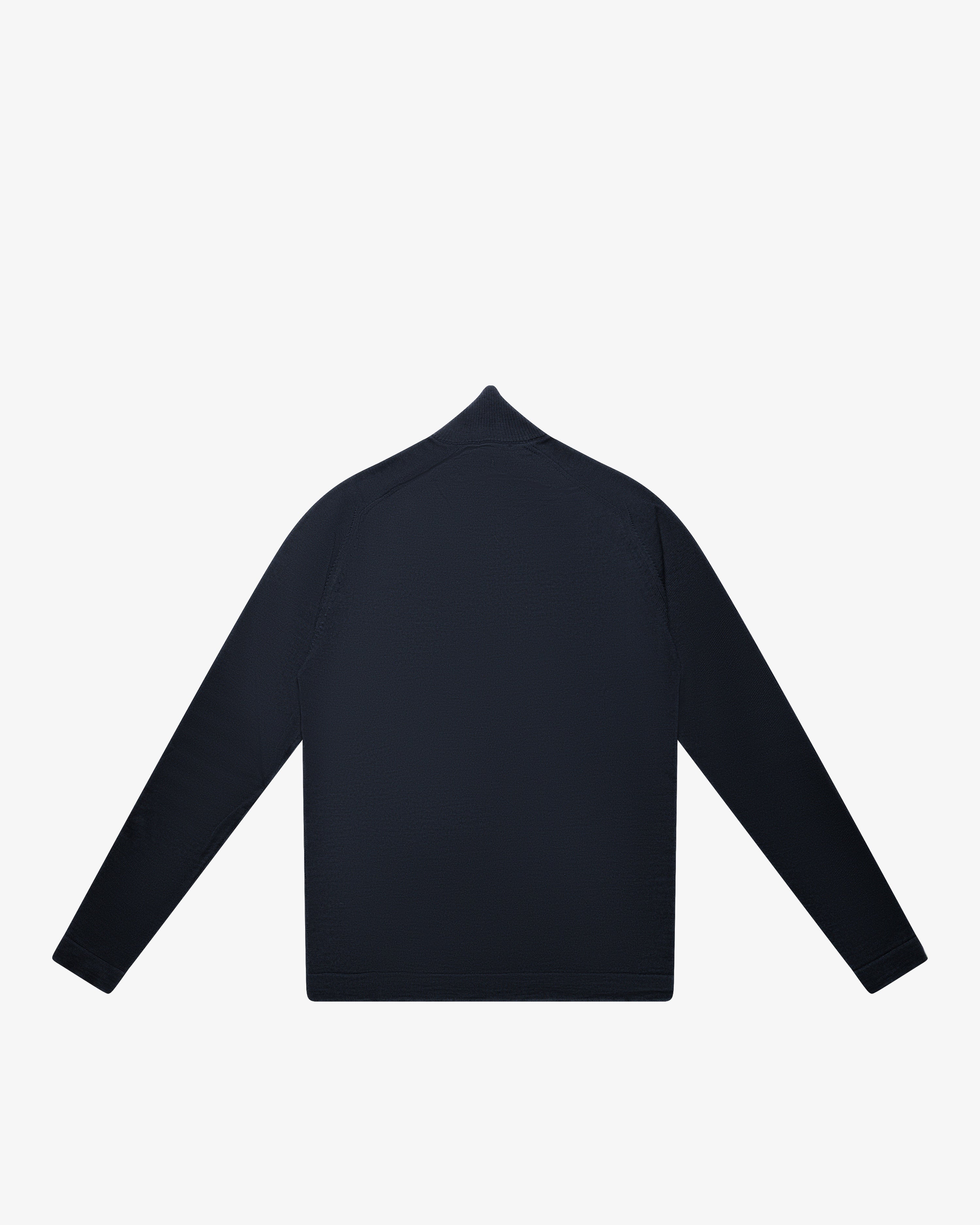Melange Blue Wool Full-Zip Sweater