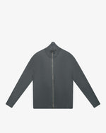 Maglia full-zip in lana grigio antracite slim