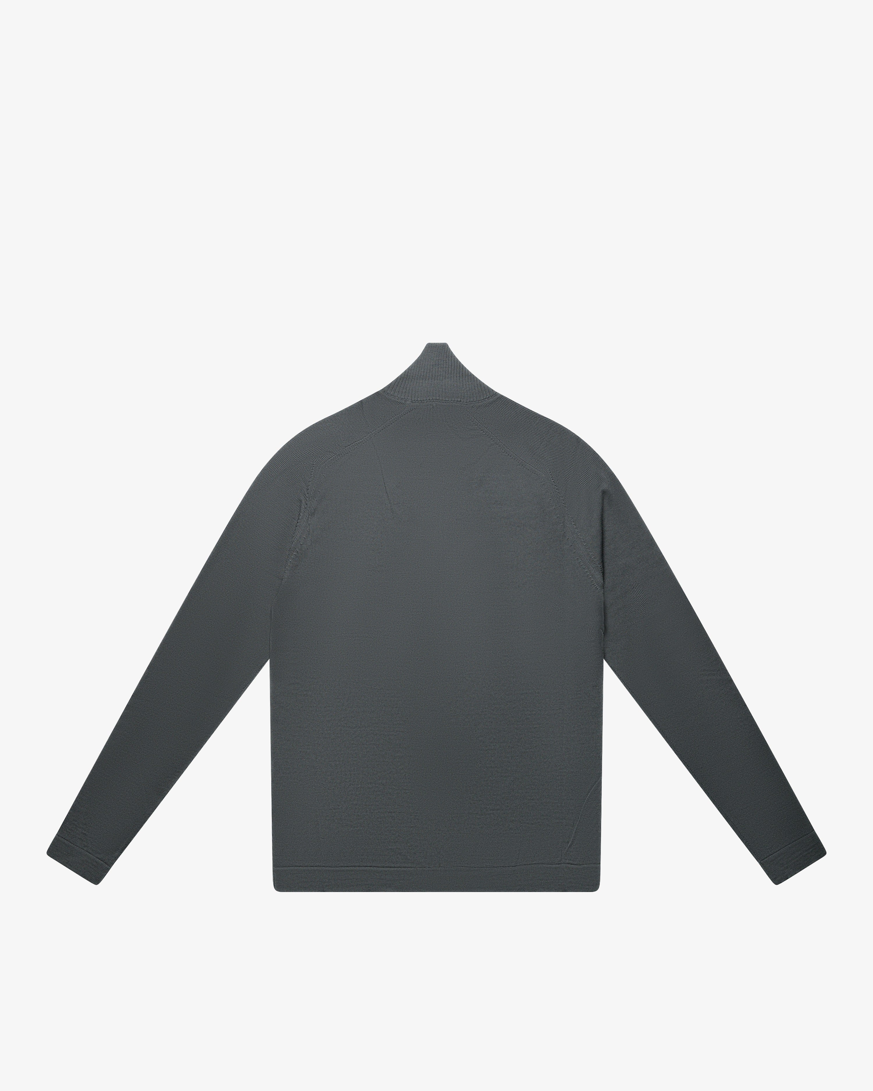 Maglia full-zip in lana grigio antracite slim