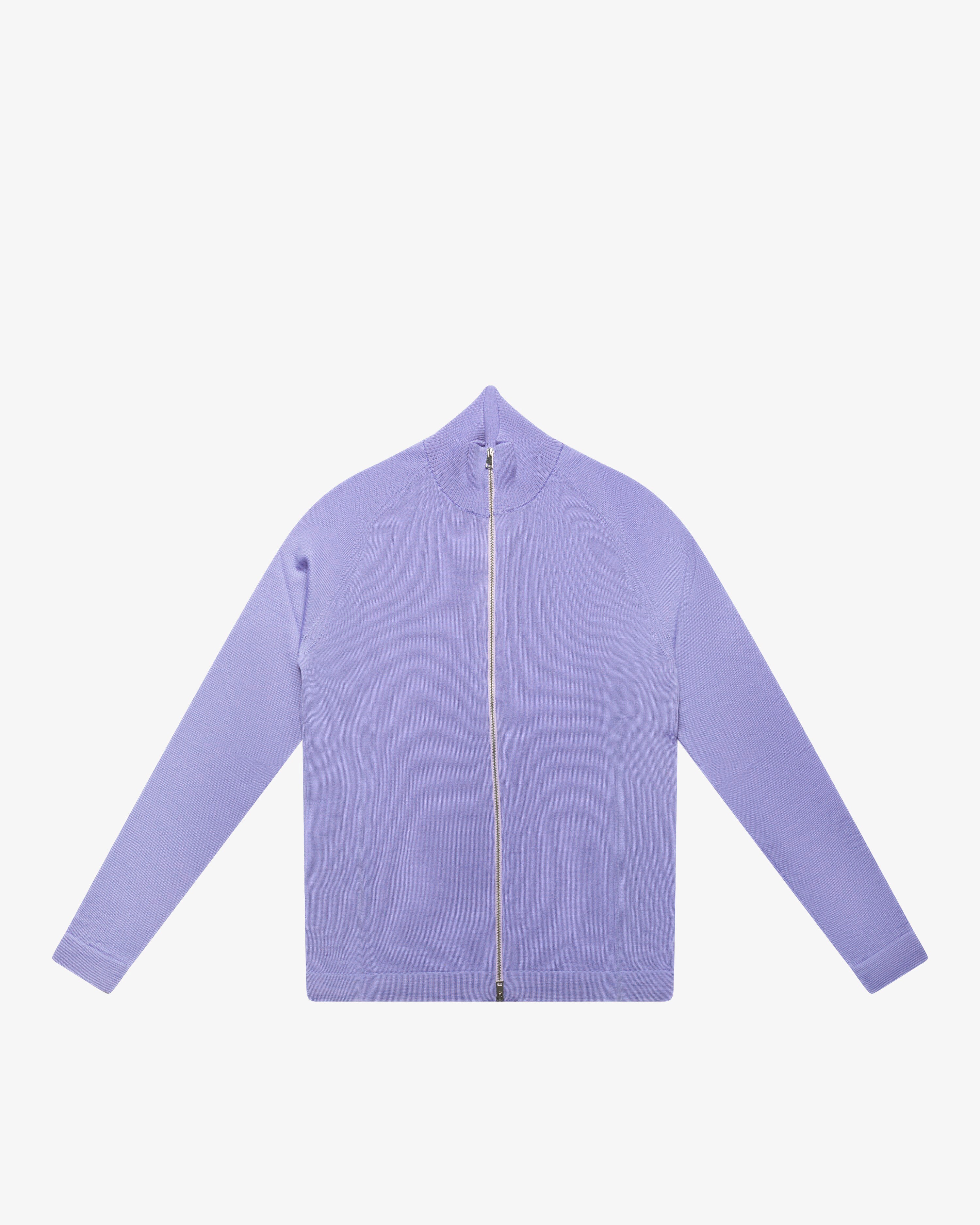 Lilac full-zip wool sweater