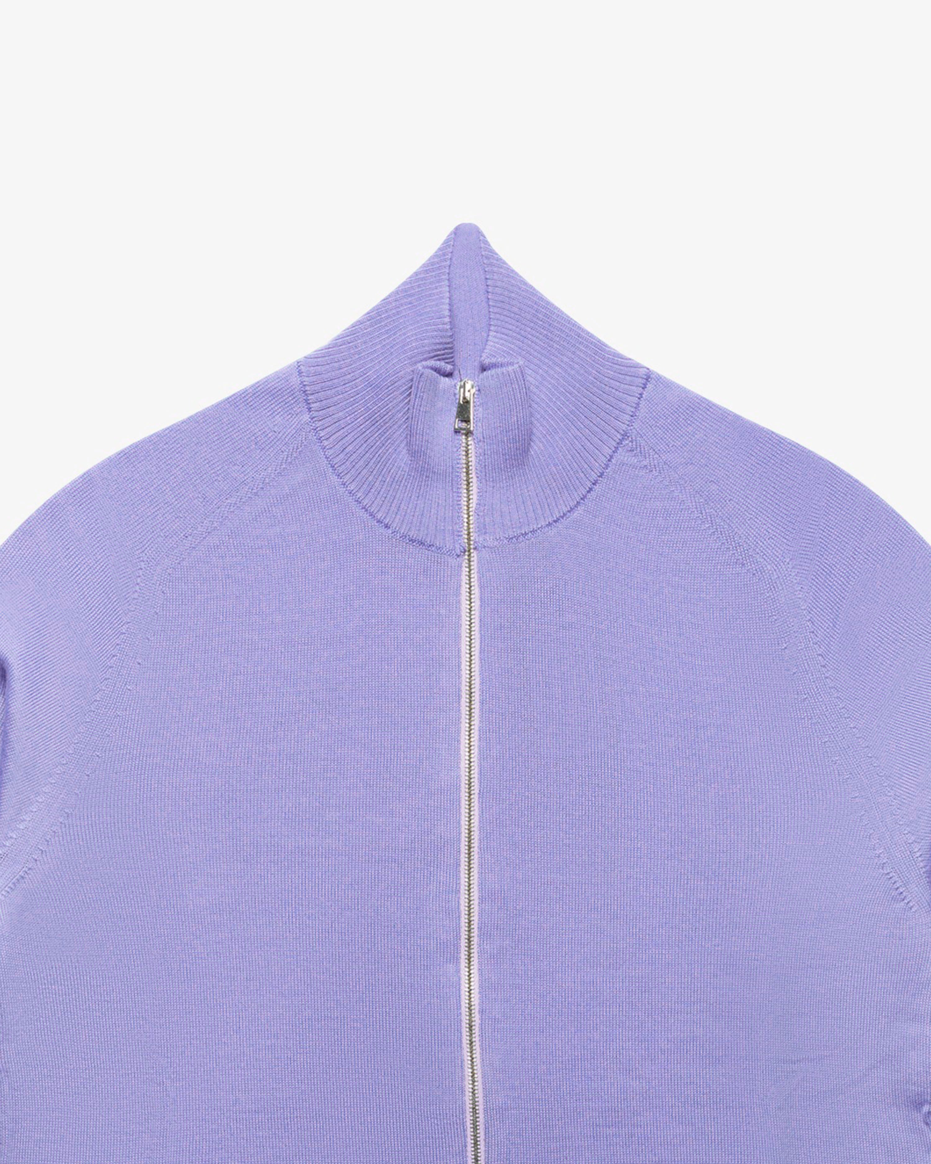 Lilac full-zip wool sweater