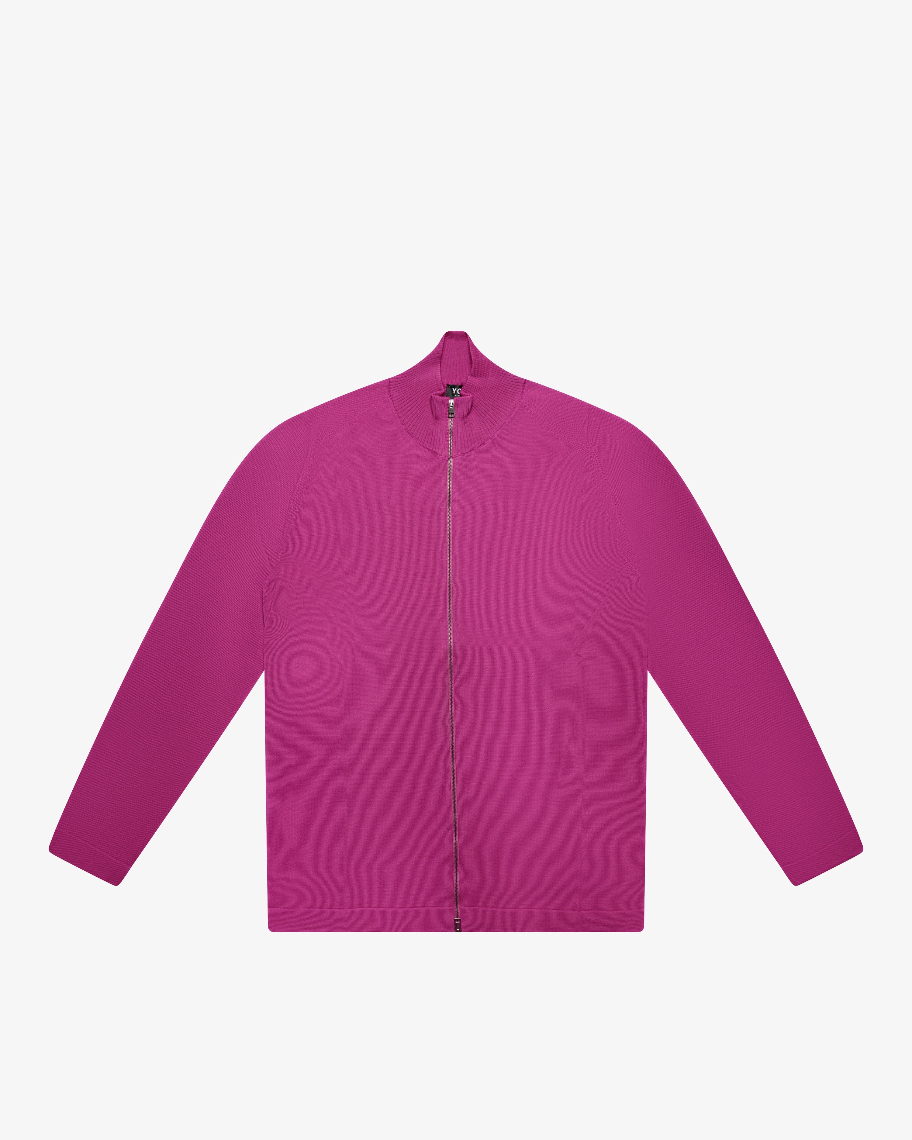 Magenta Wool Full-Zip Sweater