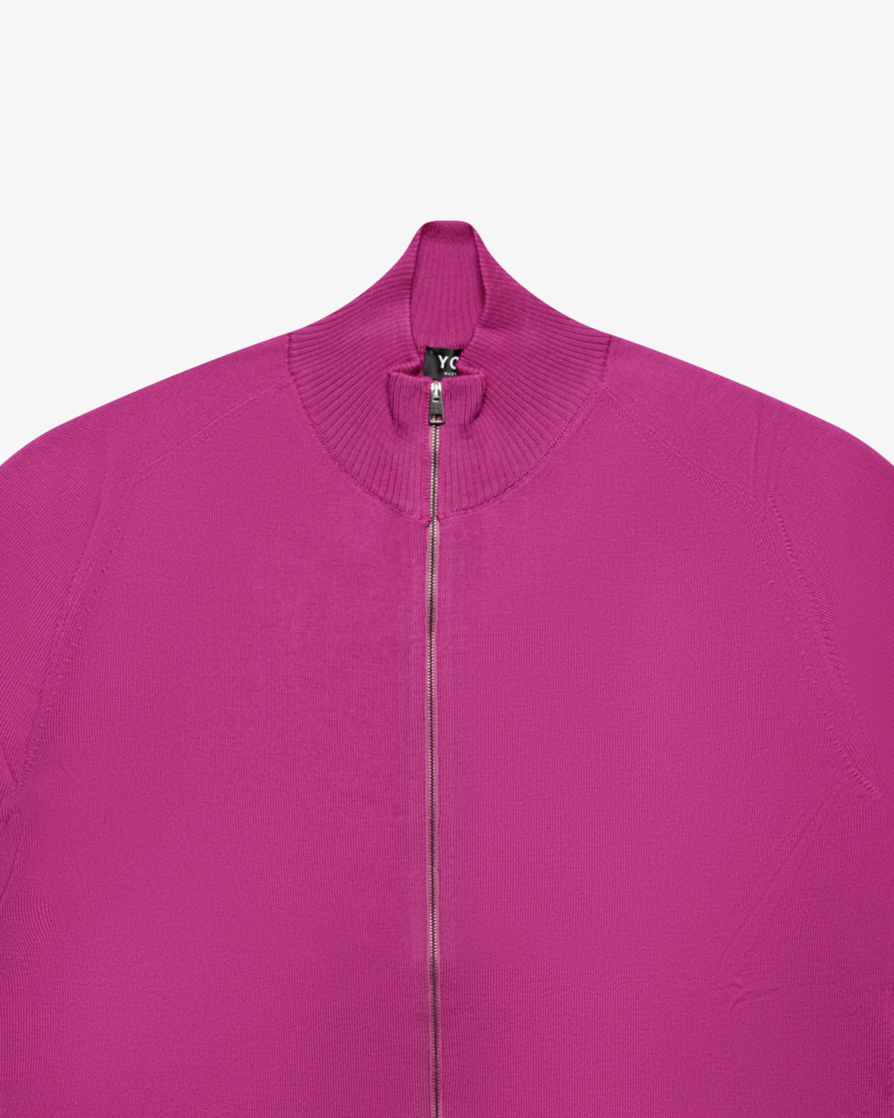 Magenta Wool Full-Zip Sweater