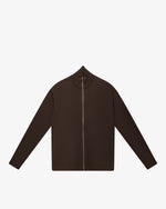 Maglia full-zip in lana marrone slim