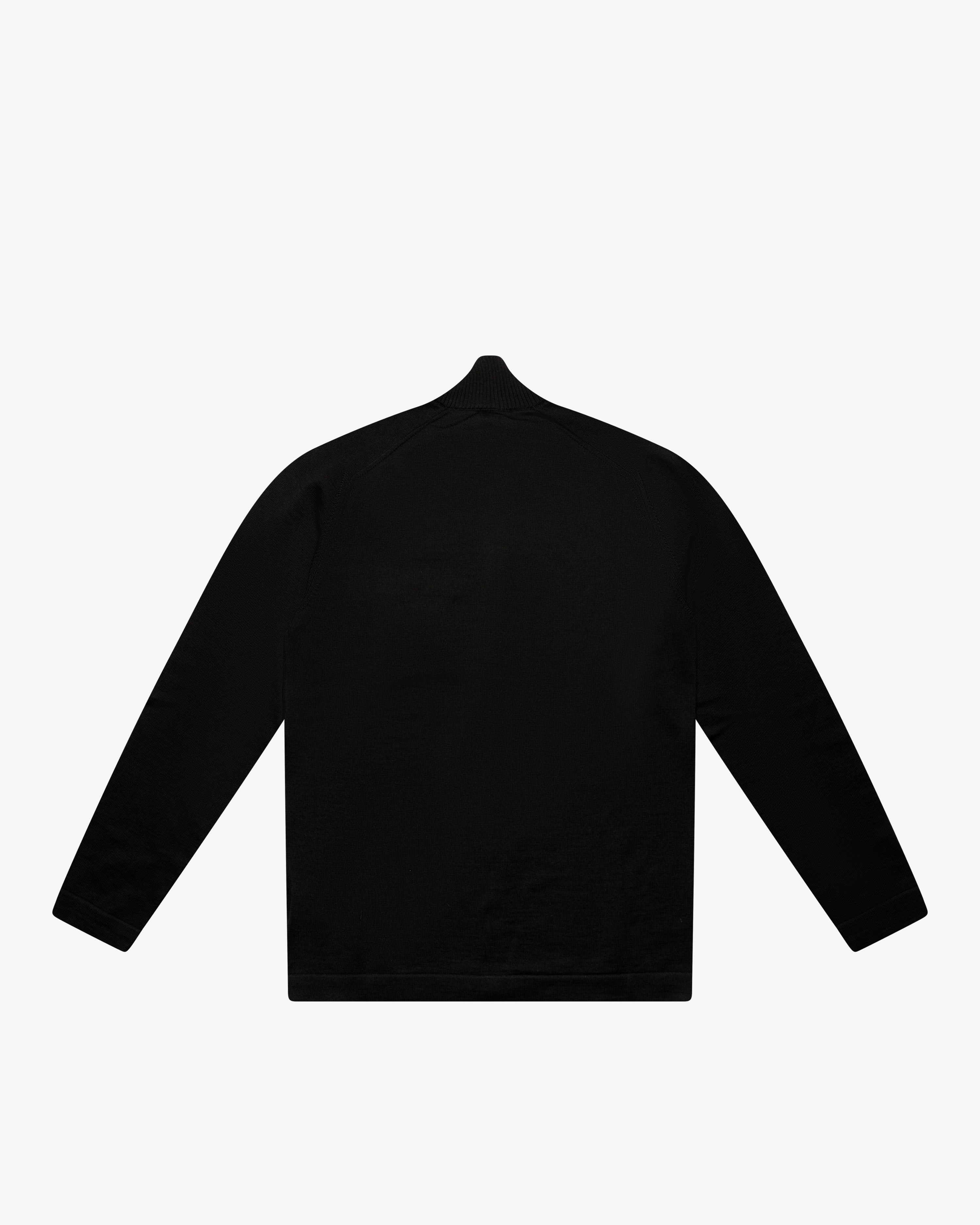 Black Wool Full-Zip Sweater