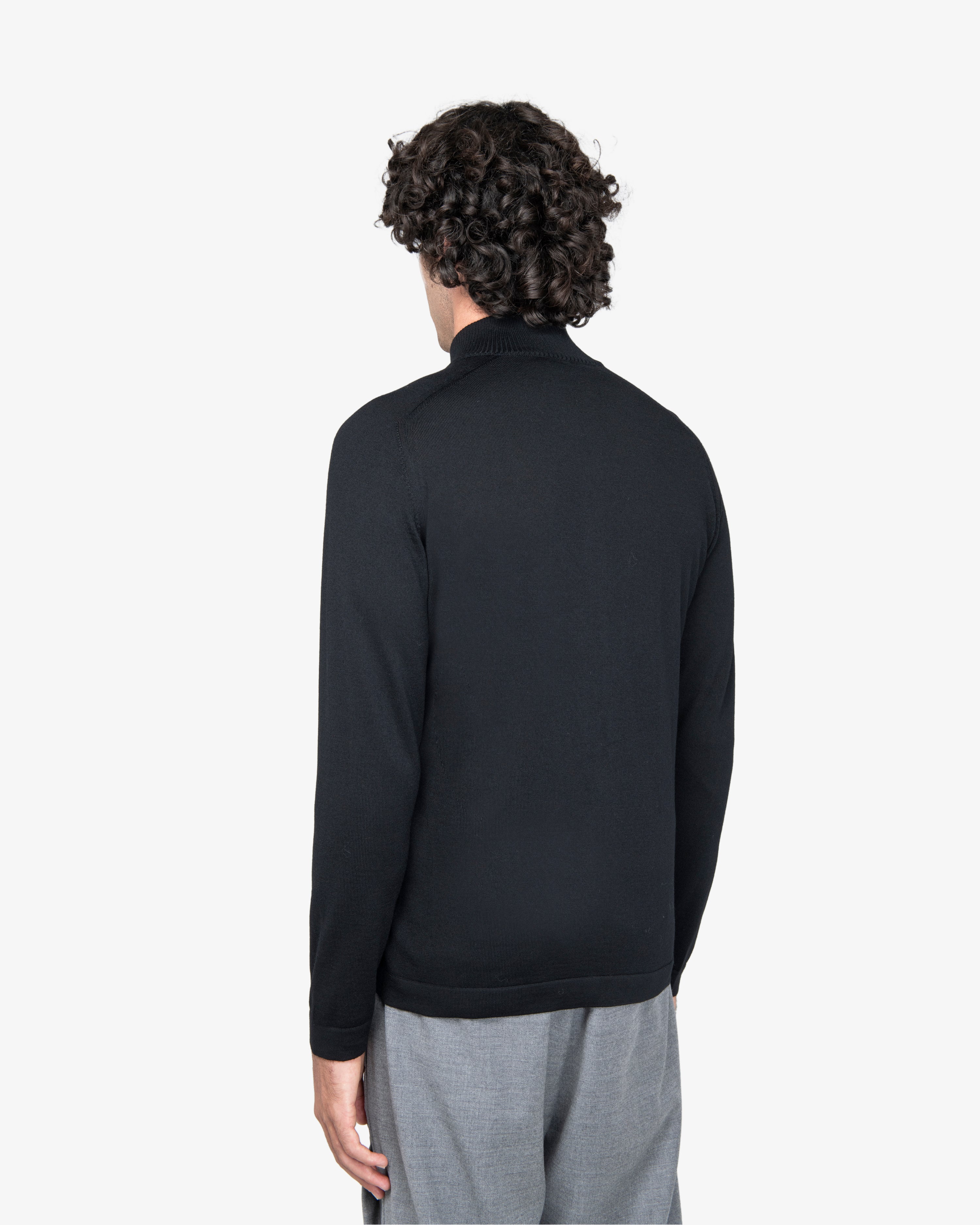 Maglia full-zip in lana nero