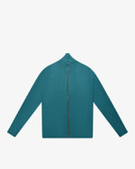 Maglia full-zip in lana petrolio slim