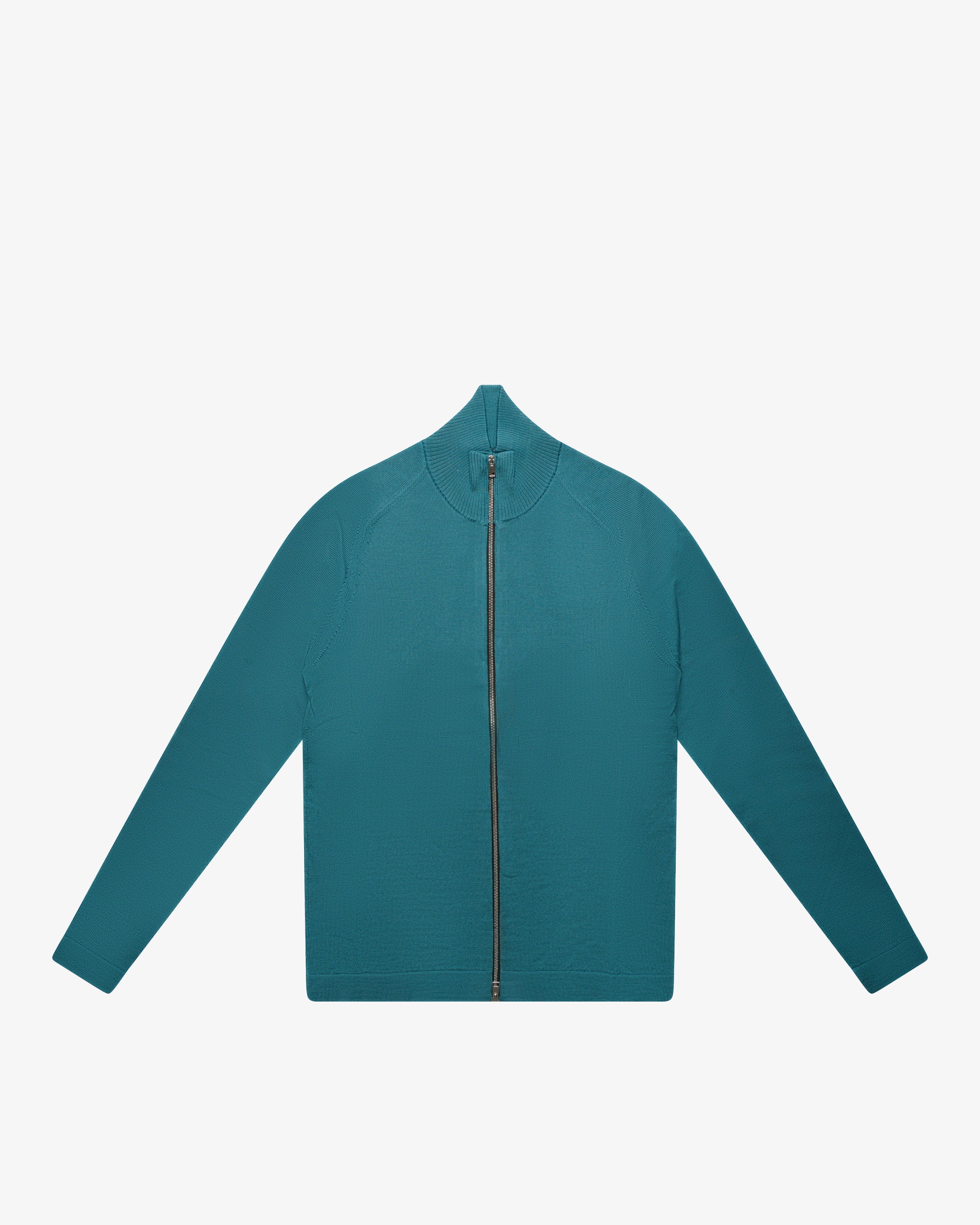 Petrol Wool Full-Zip Sweater