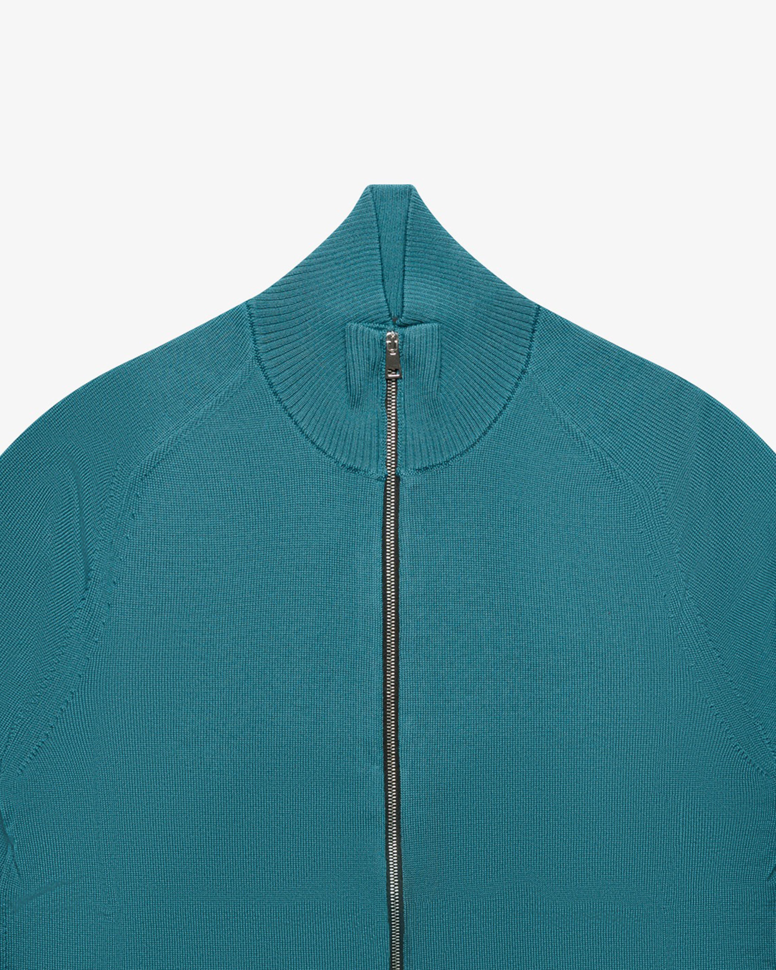 Petrol Wool Full-Zip Sweater