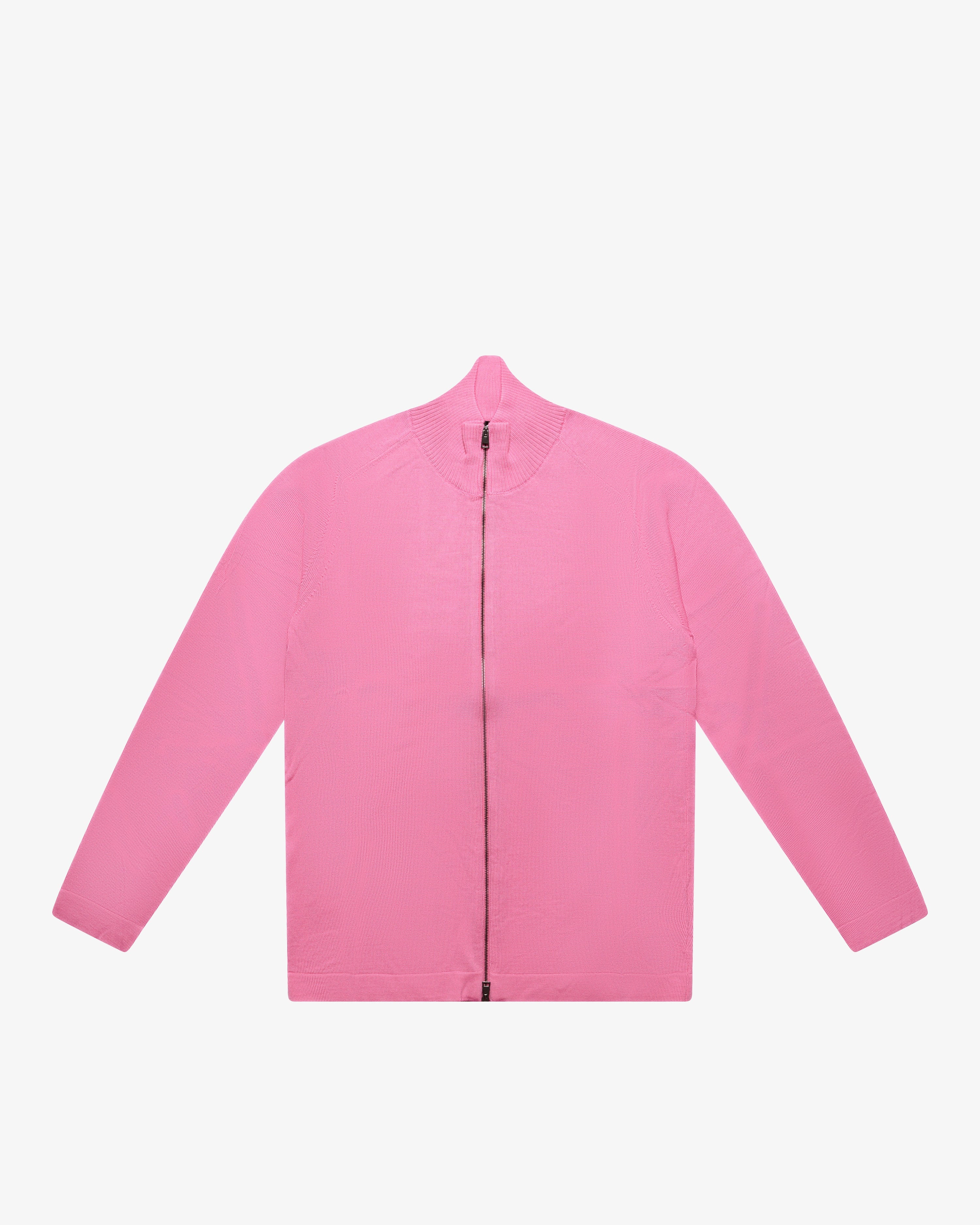 Pink Wool Full-Zip Sweater