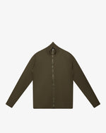 Maglia full-zip in lana verde militare slim