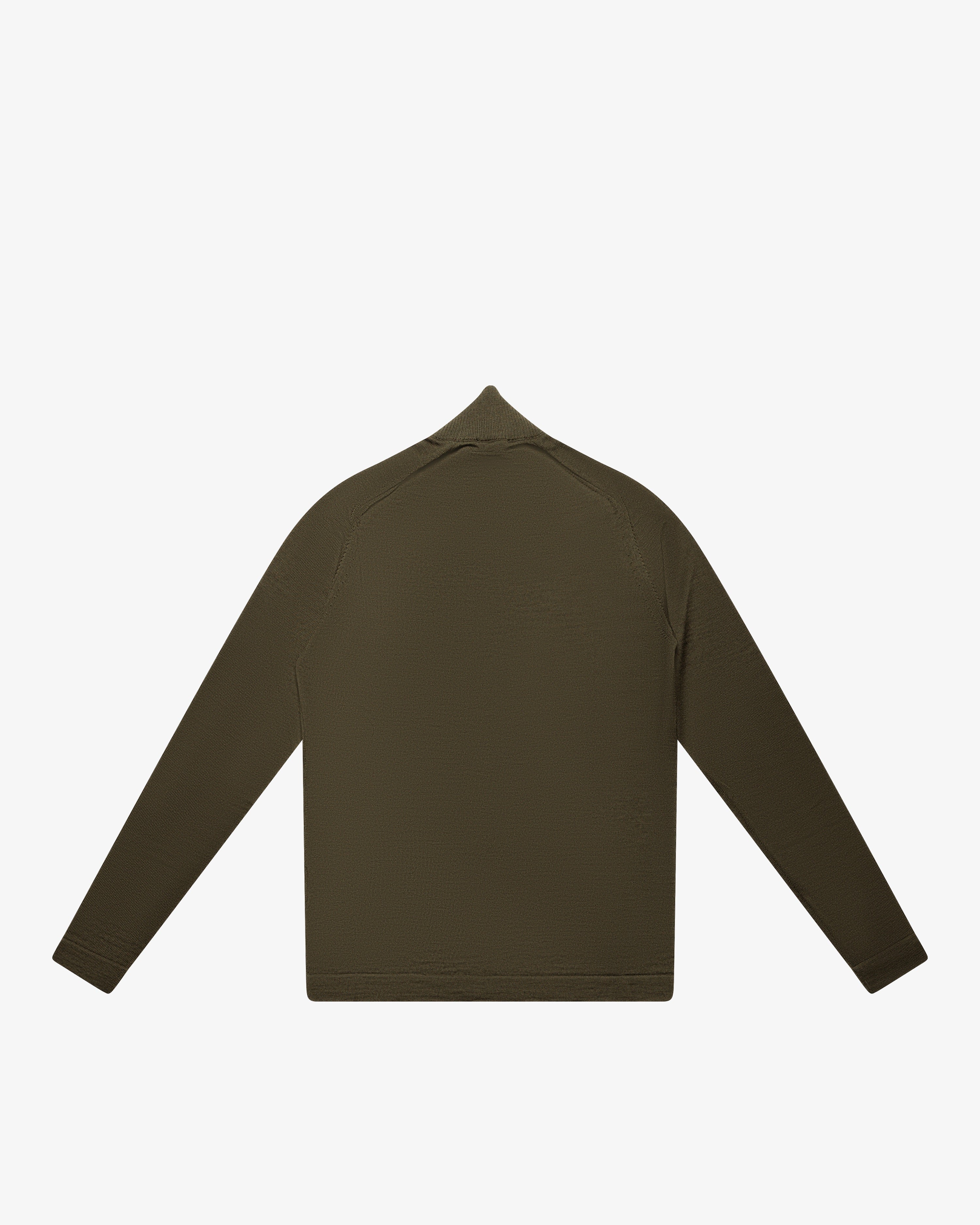 Maglia full-zip in lana verde militare slim