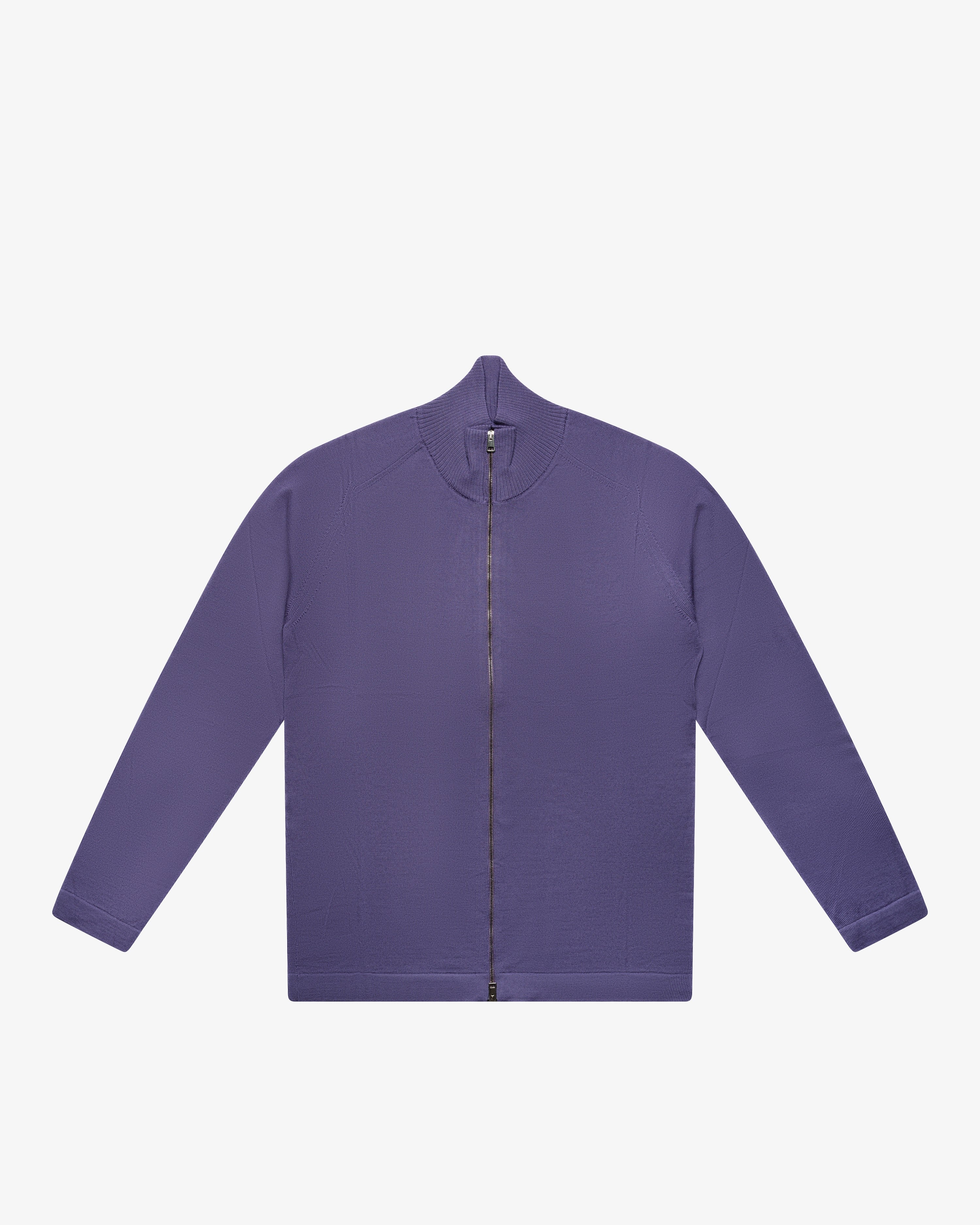 Purple Wool Full-Zip Sweater