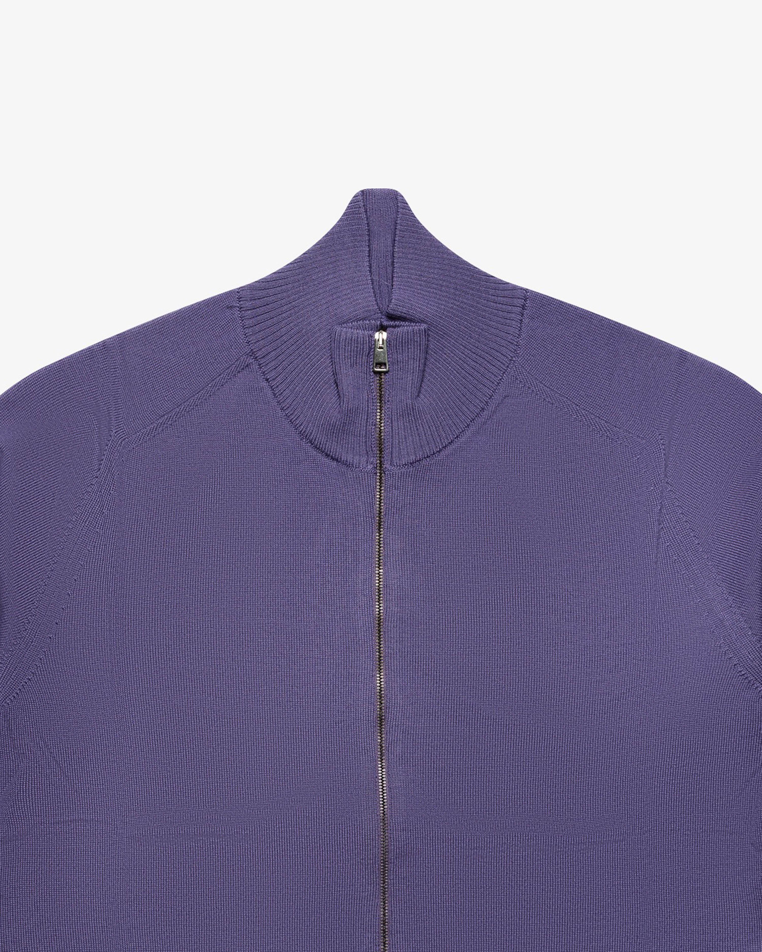 Purple Wool Full-Zip Sweater