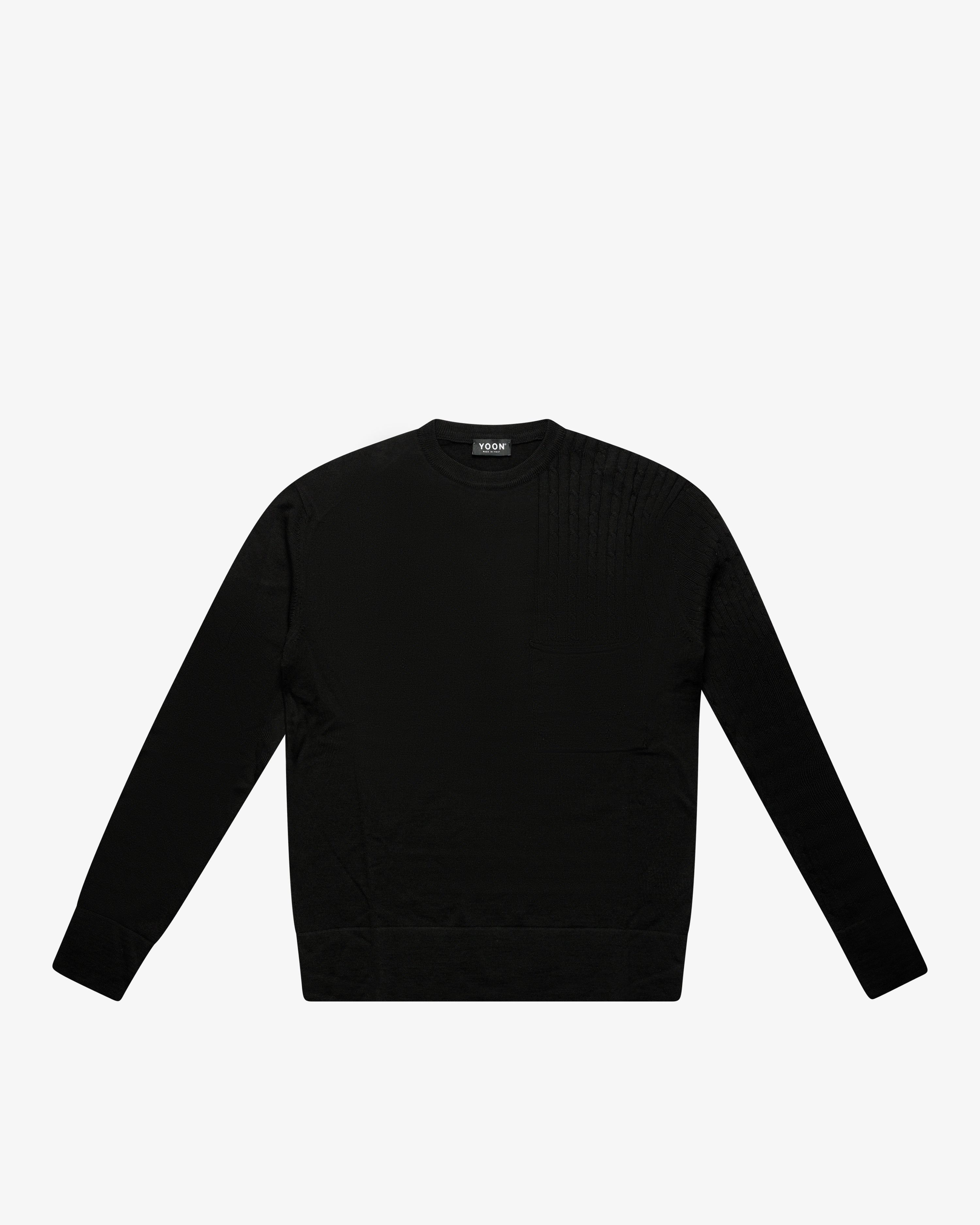 Maglia girocollo con tasca applicata nero