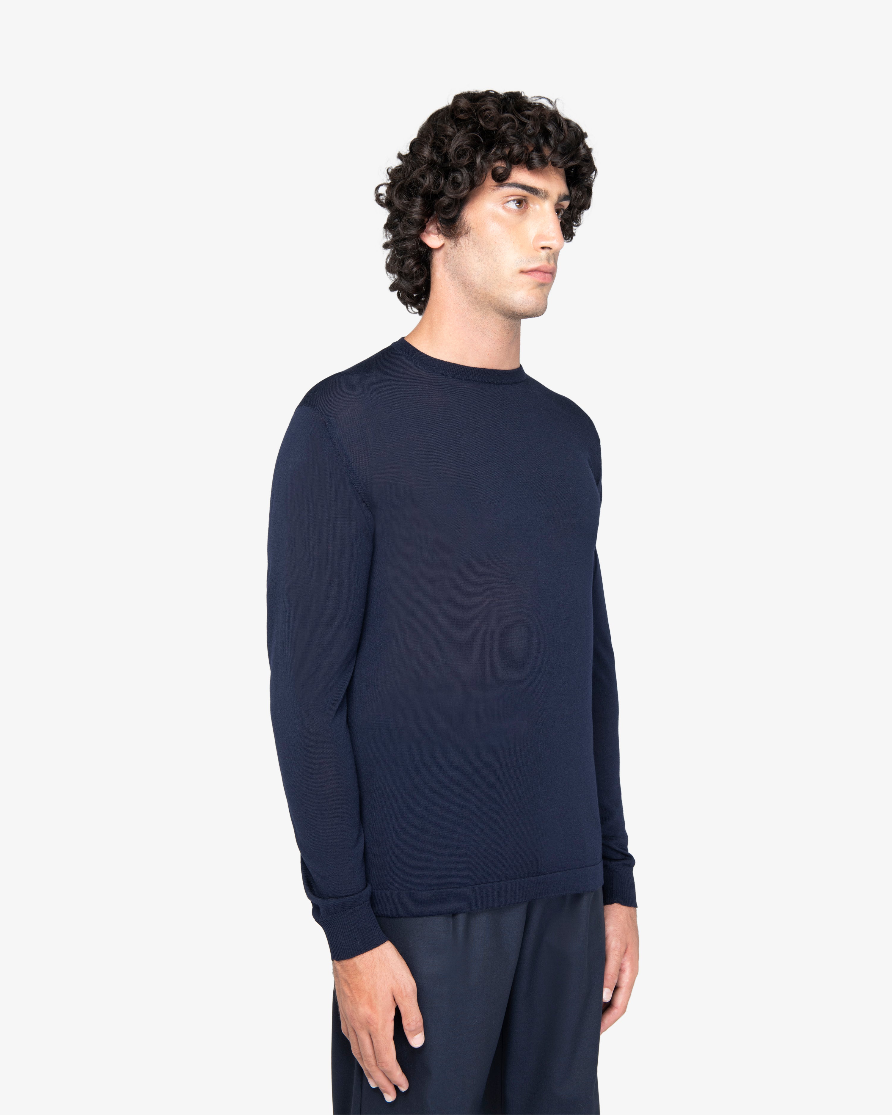 Blue Wool Roundneck Sweater
