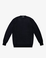 Blue Openwork Crewneck Sweater