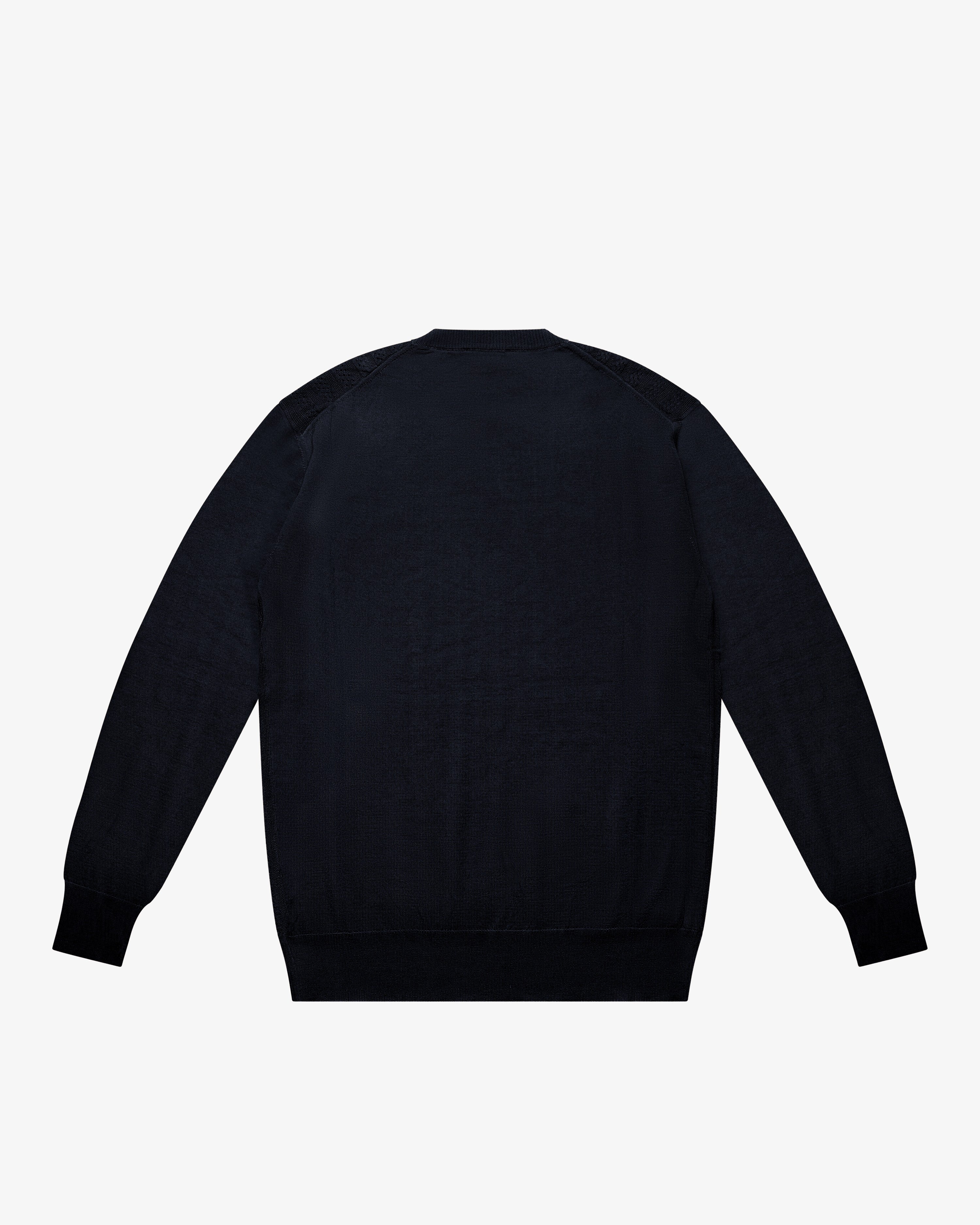 Blue Openwork Crewneck Sweater
