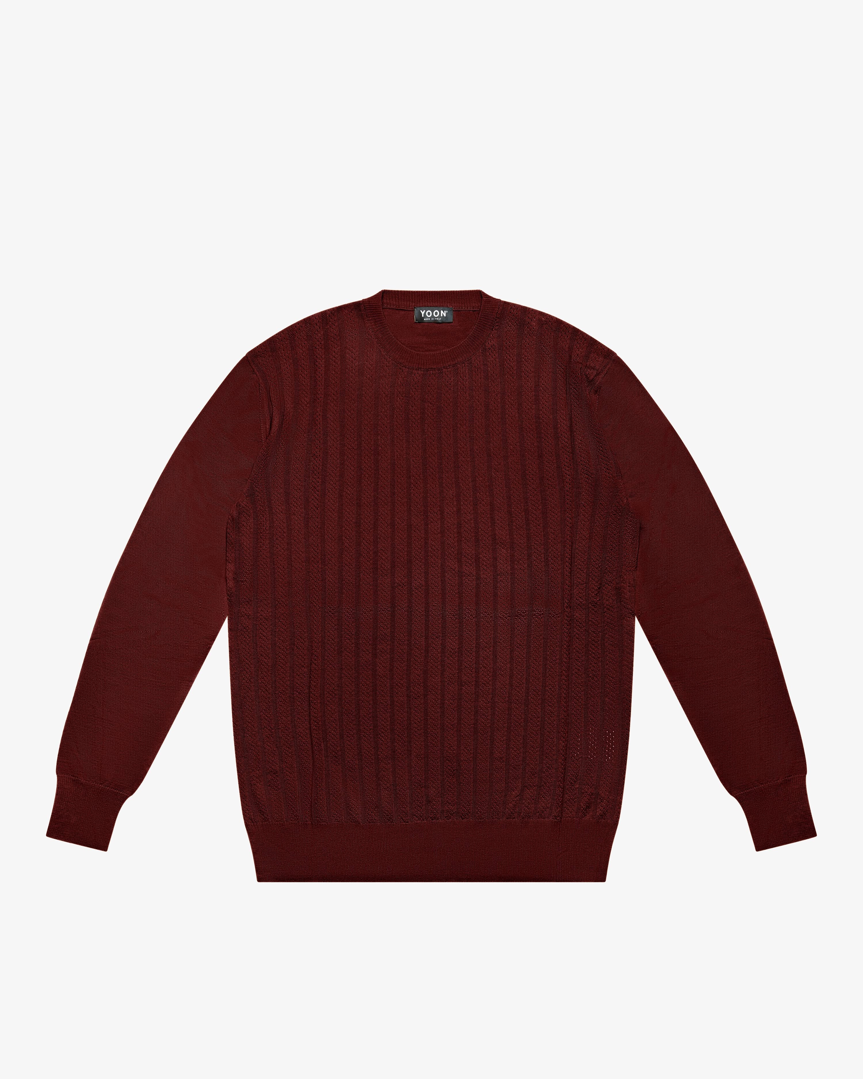 Bordeaux Openwork Crewneck Sweater