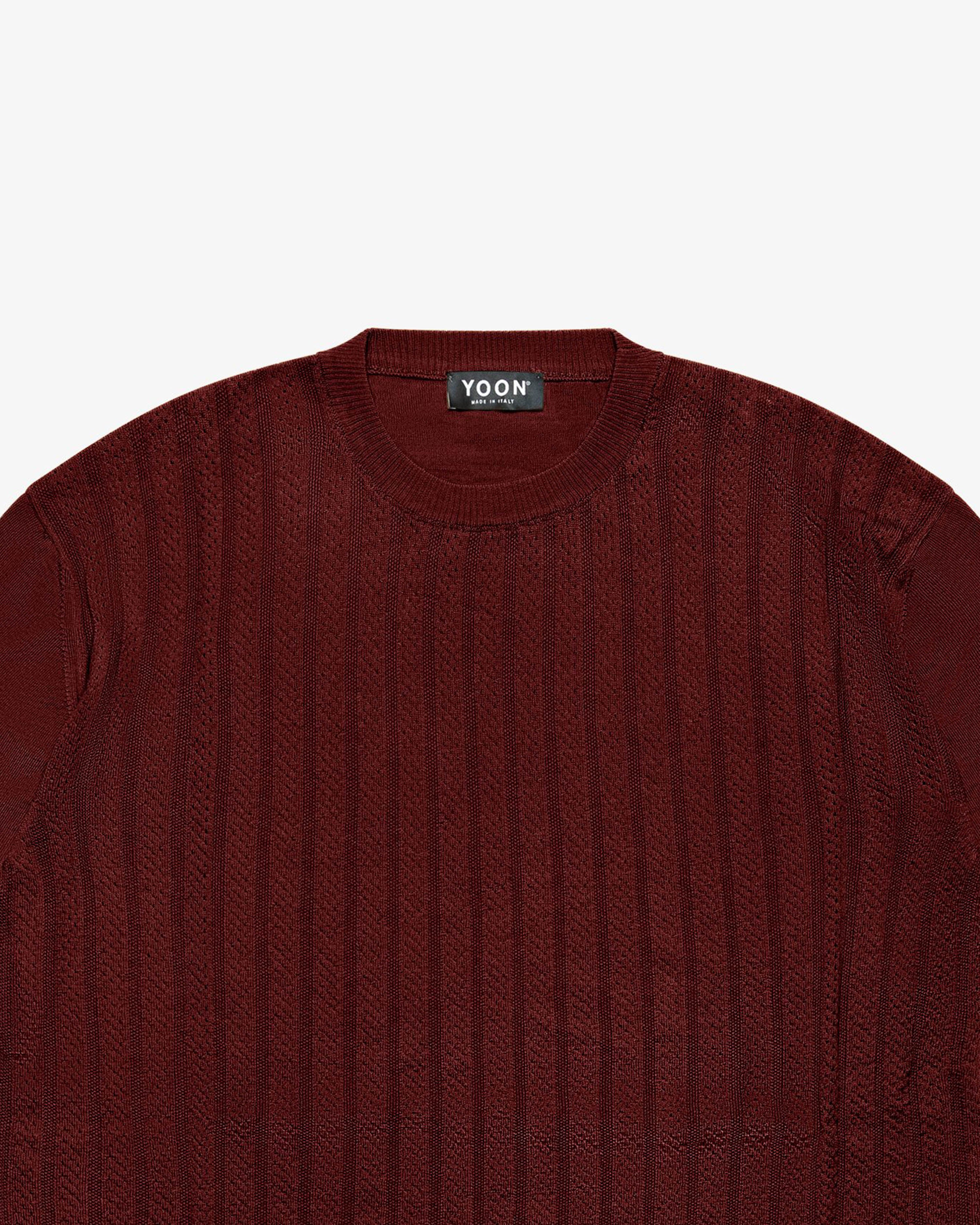 Bordeaux Openwork Crewneck Sweater