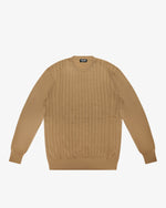 Camel Openwork Crewneck Sweater