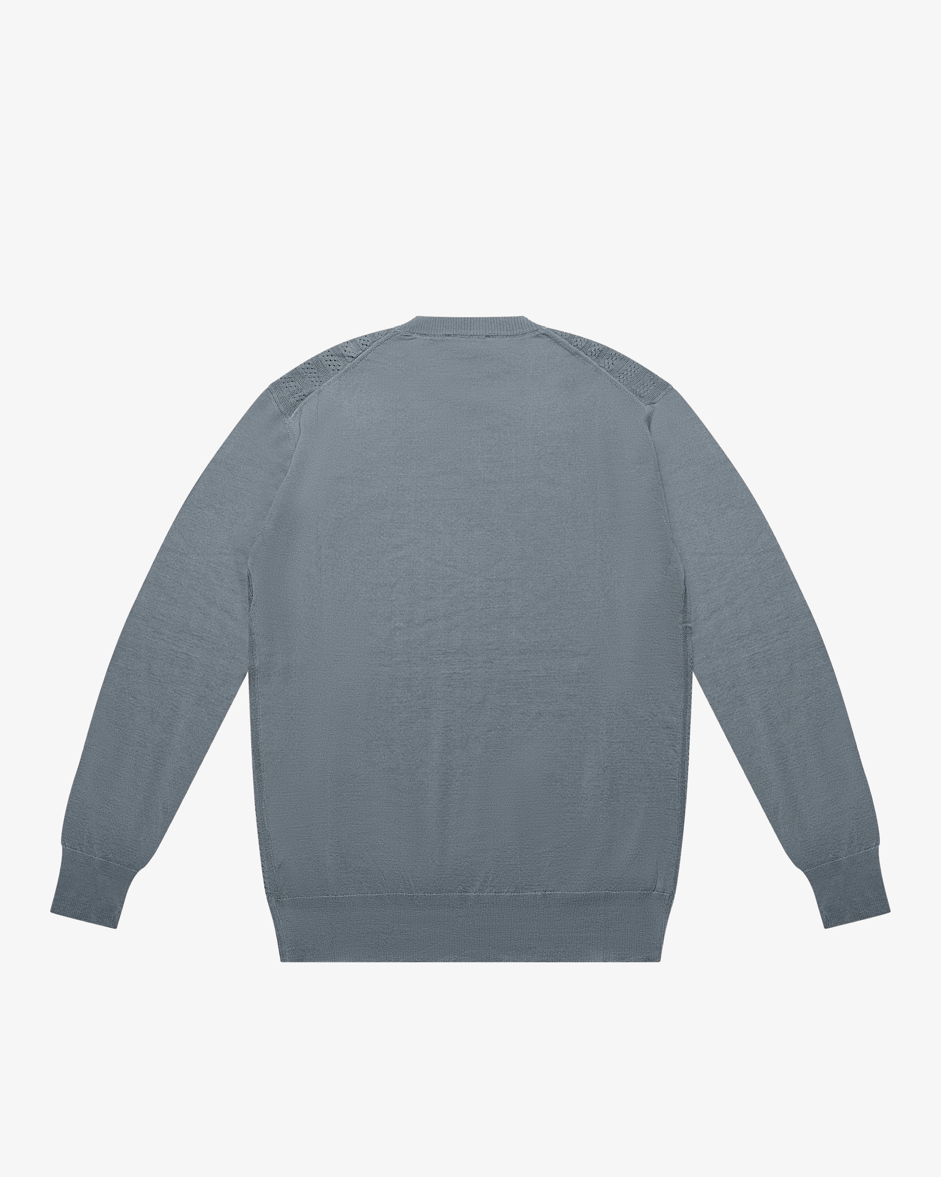 Gray Openwork Crewneck Sweater