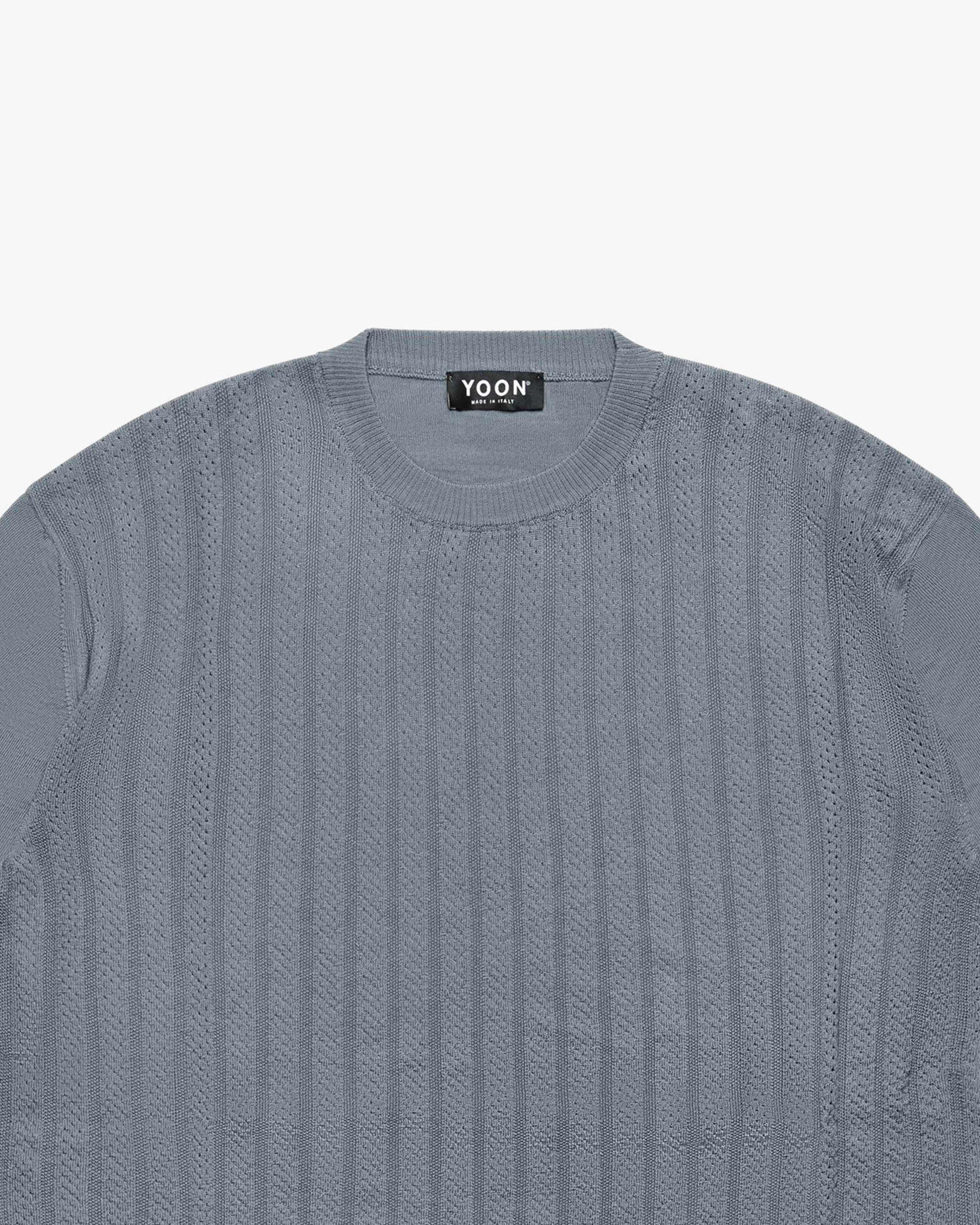 Gray Openwork Crewneck Sweater