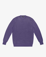 Purple Openwork Crewneck Sweater