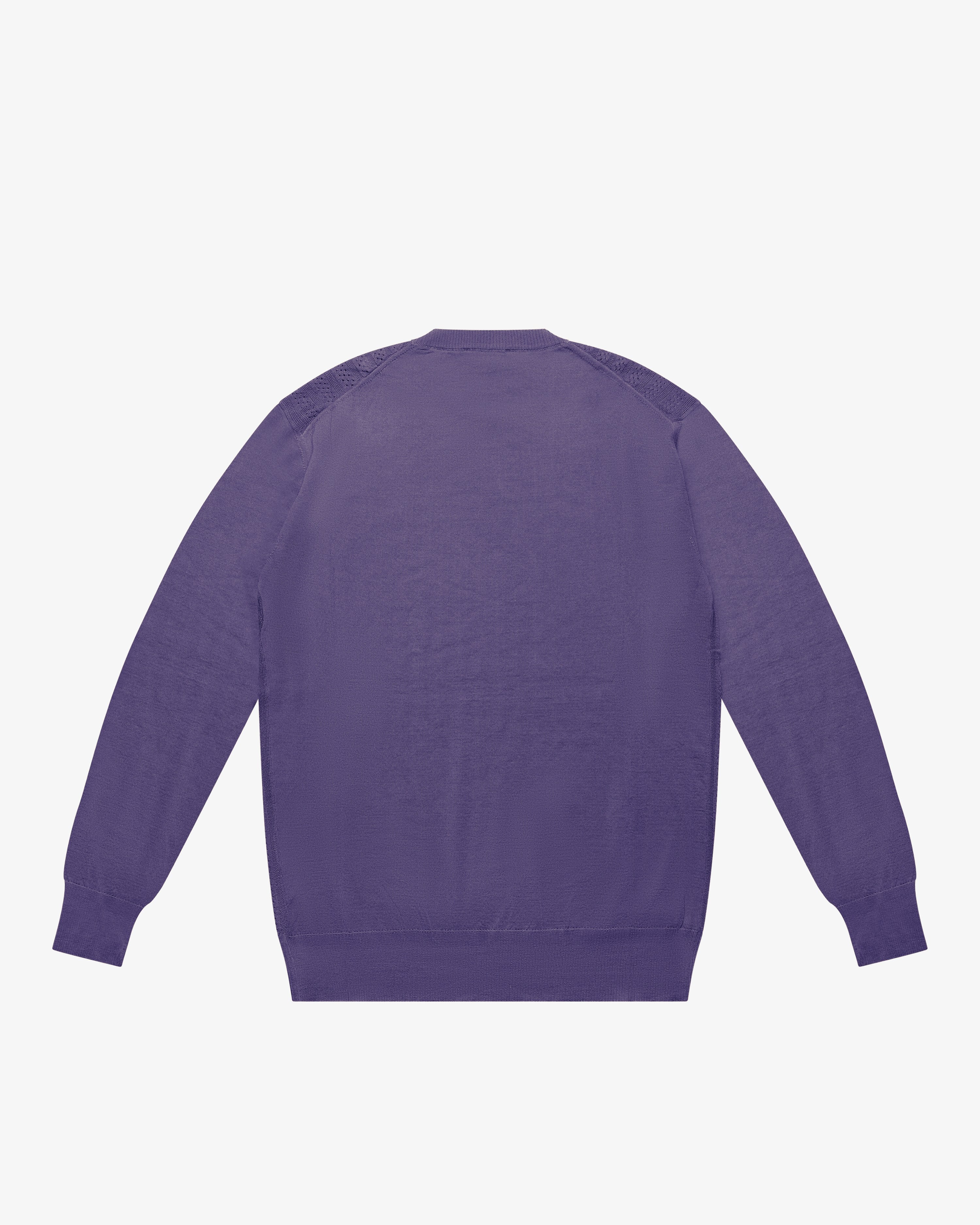 Purple Openwork Crewneck Sweater
