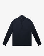 Blue Wool Zip Mock Neck Sweater