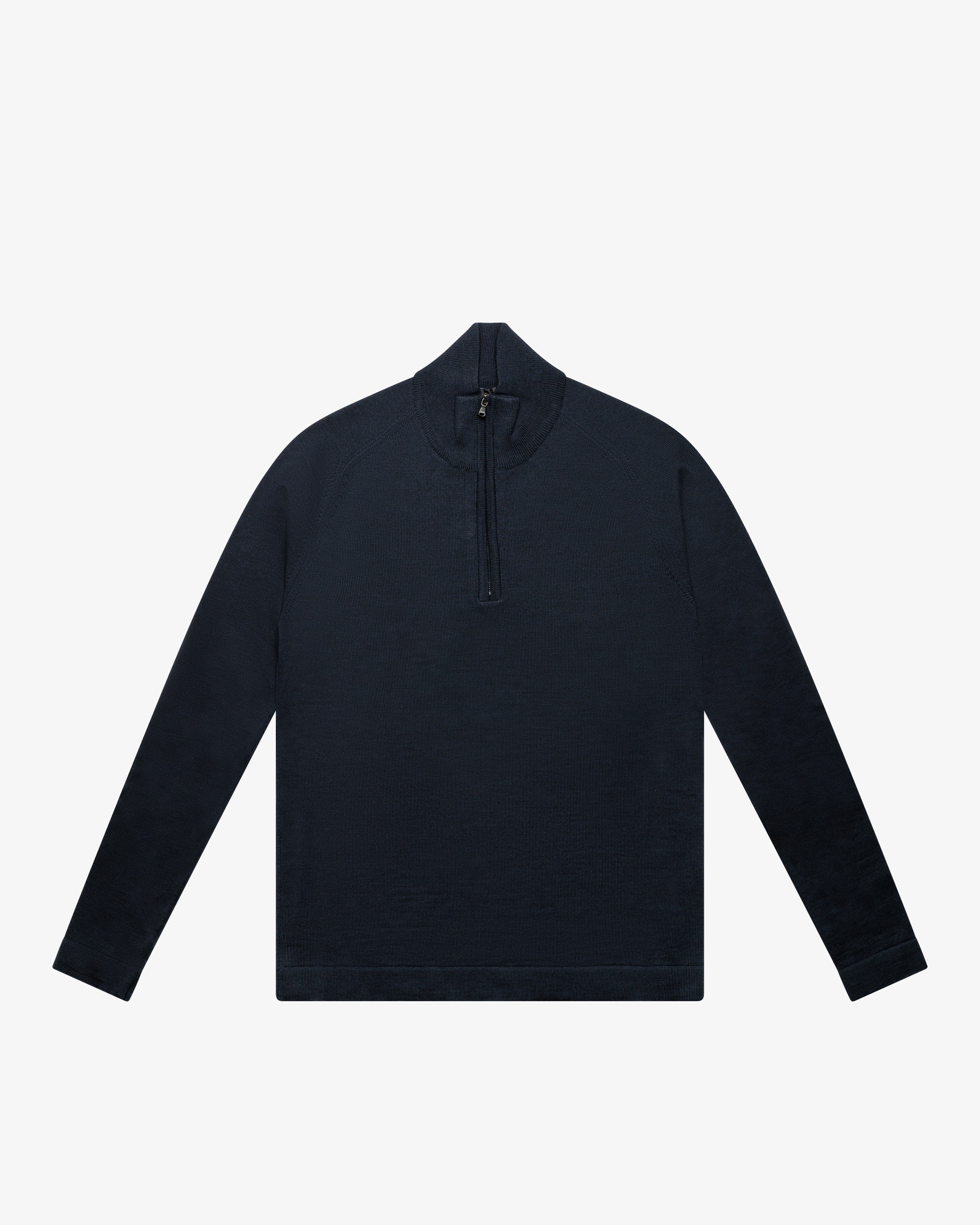 Blue Wool Zip Mock Neck Sweater