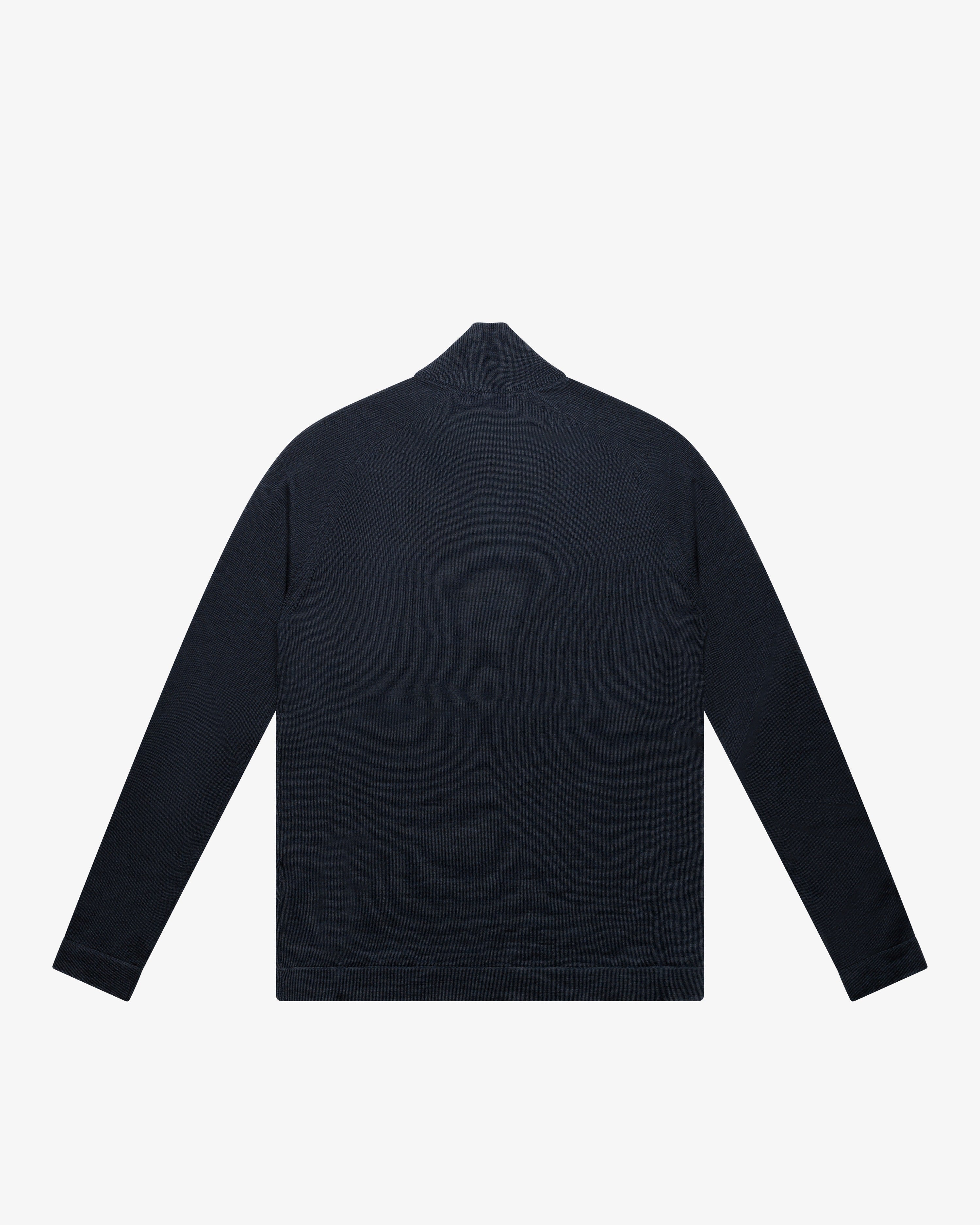 Blue Wool Zip Mock Neck Sweater