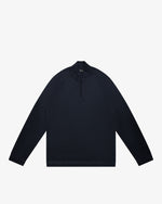 Melange Blue Wool Zip Mock Neck Sweater