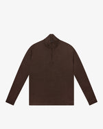 Brown Wool Zip Mock Neck Sweater