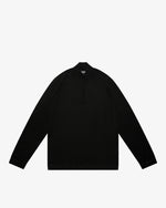 Black Wool Zip Mock Neck Sweater
