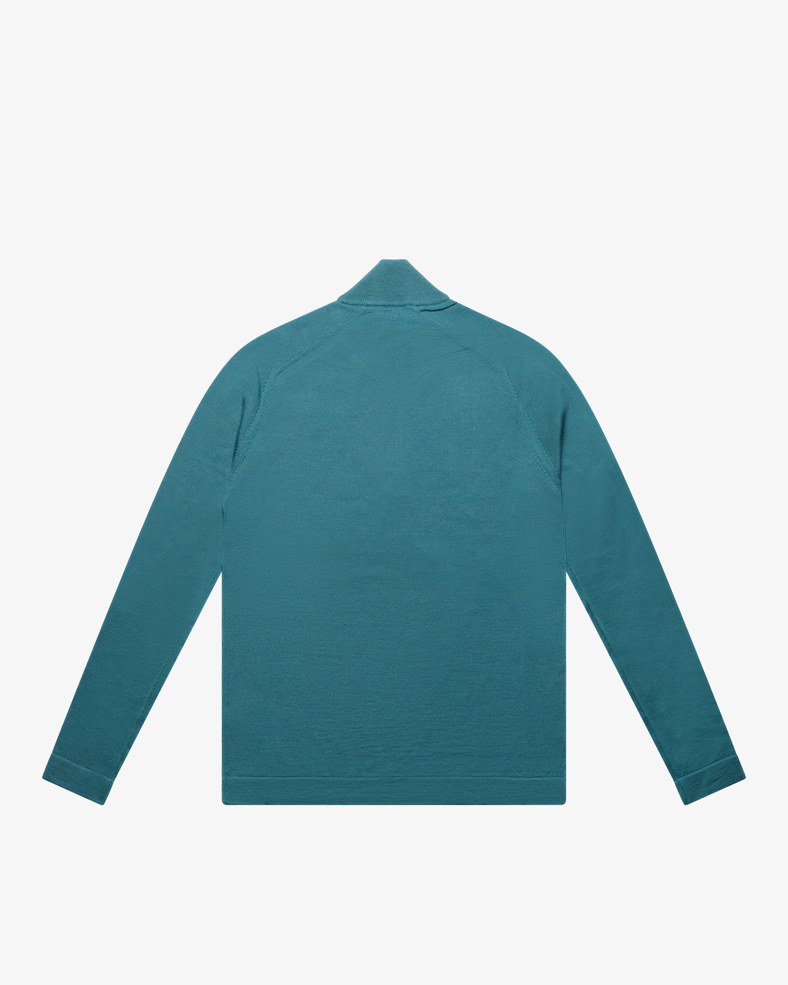 Petrol Wool Zip Mock Neck Sweater