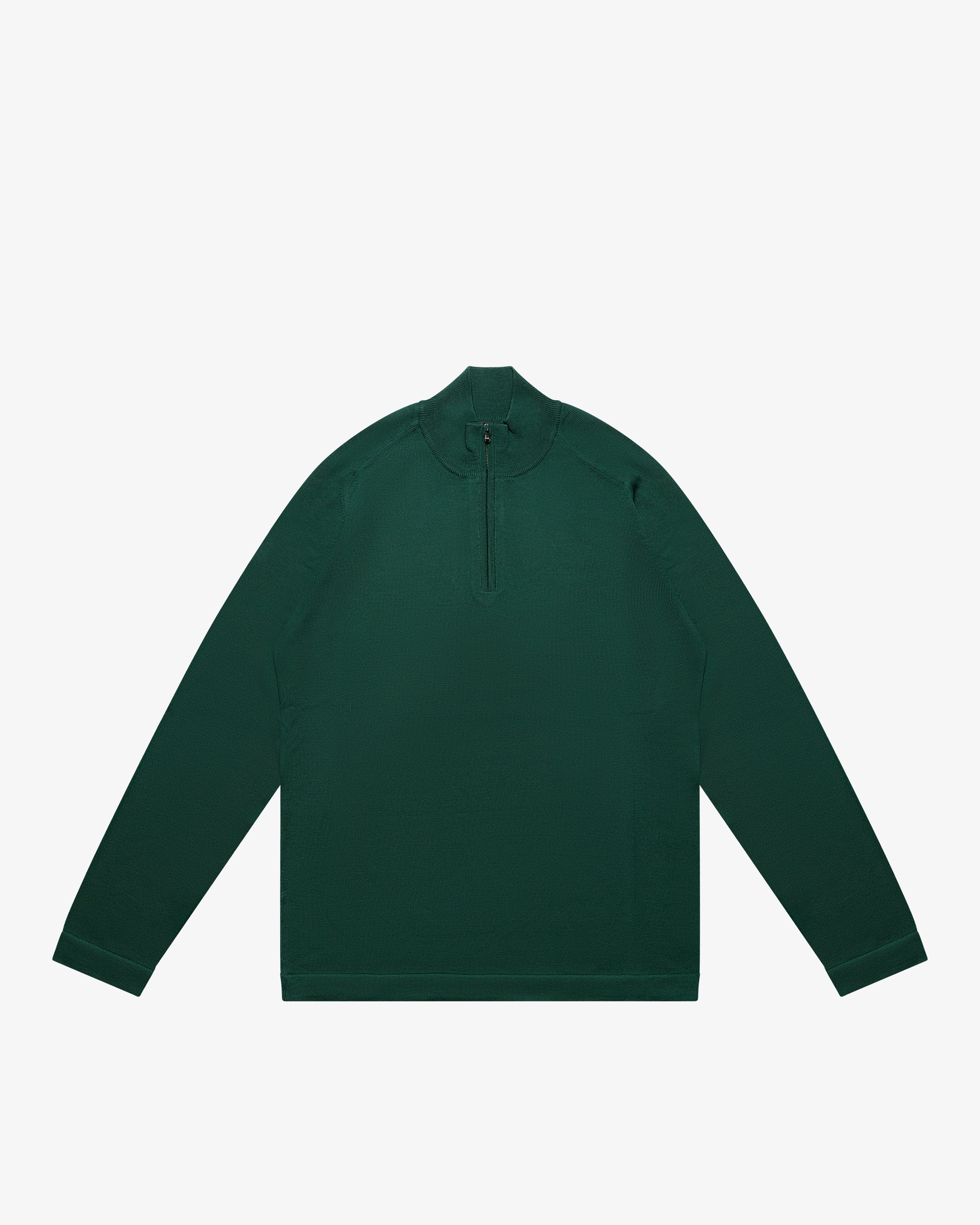 Meadow Green Wool Zip Mock Neck Sweater