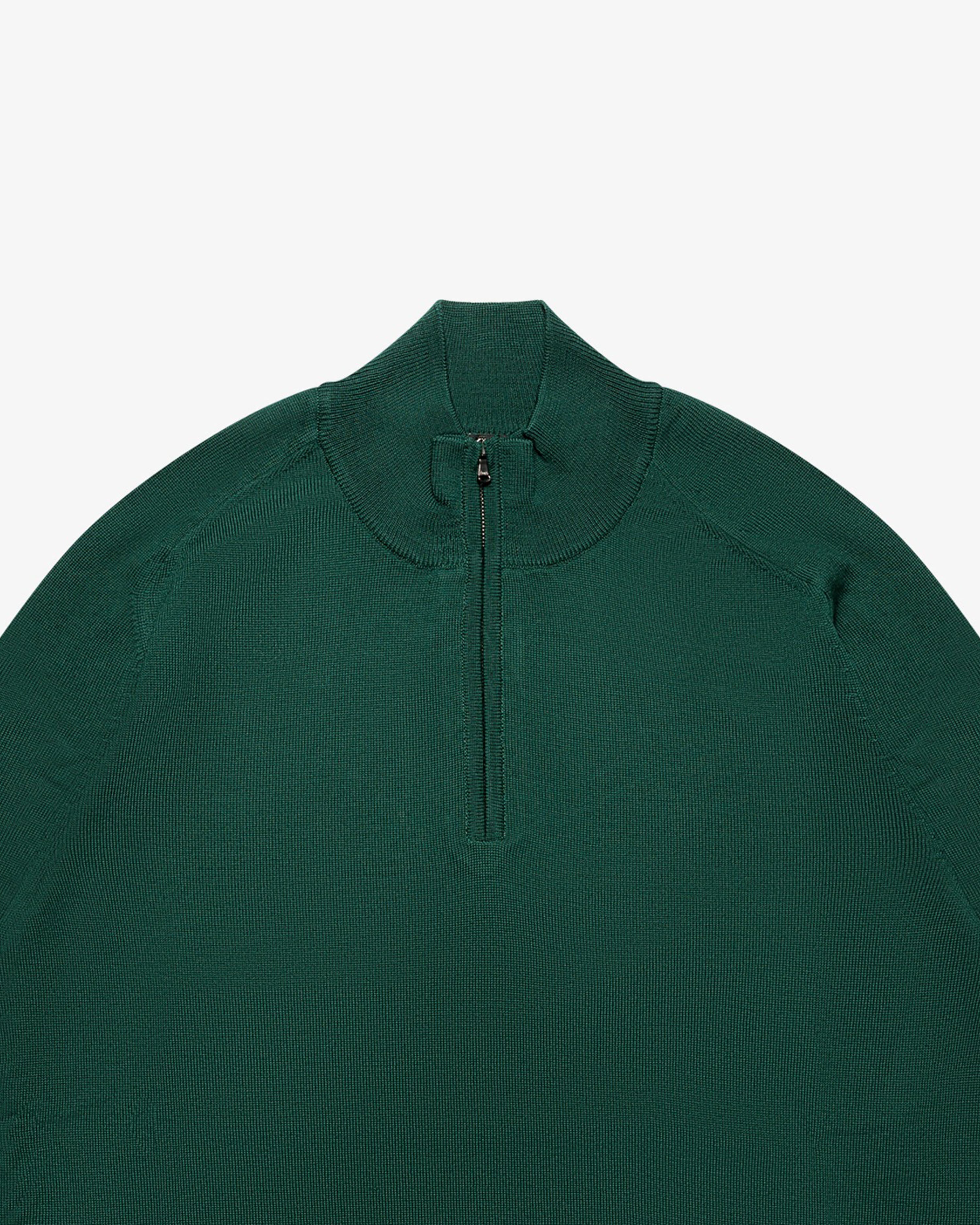 Meadow Green Wool Zip Mock Neck Sweater